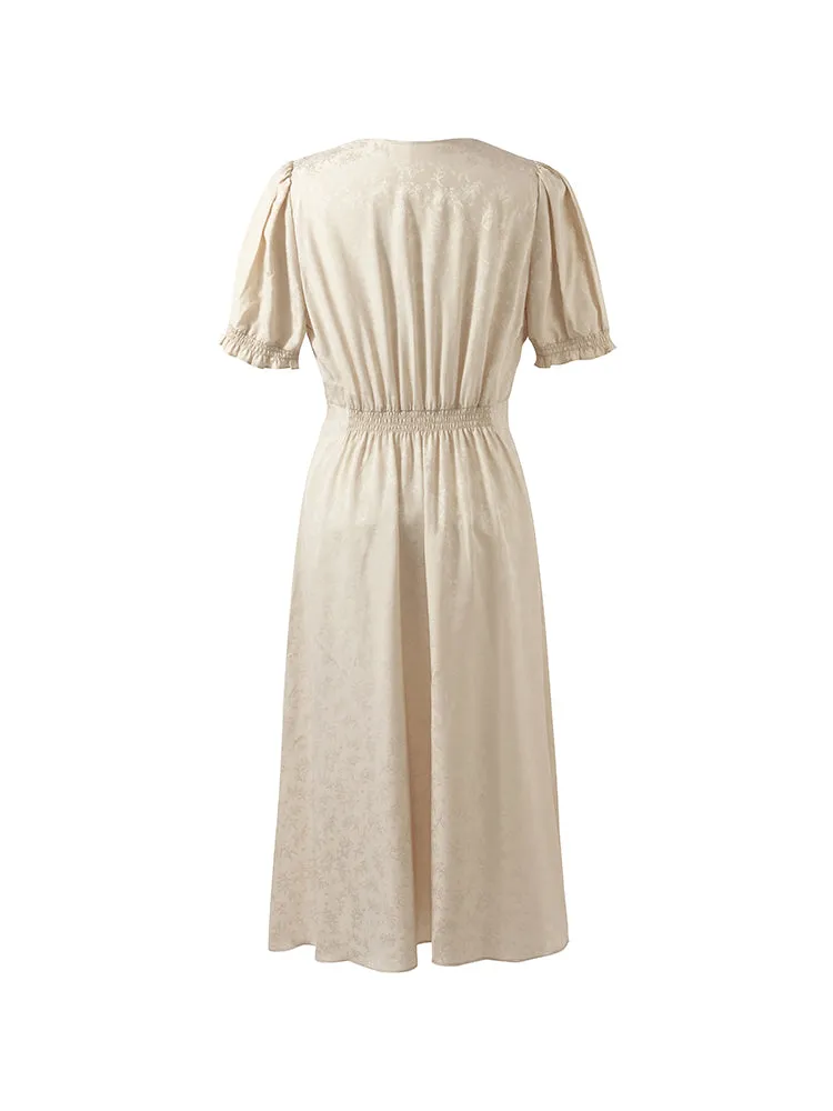 16 Momme Mulberry Silk Jacquard Women Midi Dress