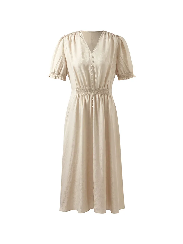 16 Momme Mulberry Silk Jacquard Women Midi Dress