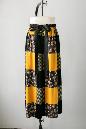 1970s Maxi Skirt Patchwork Corduroy S