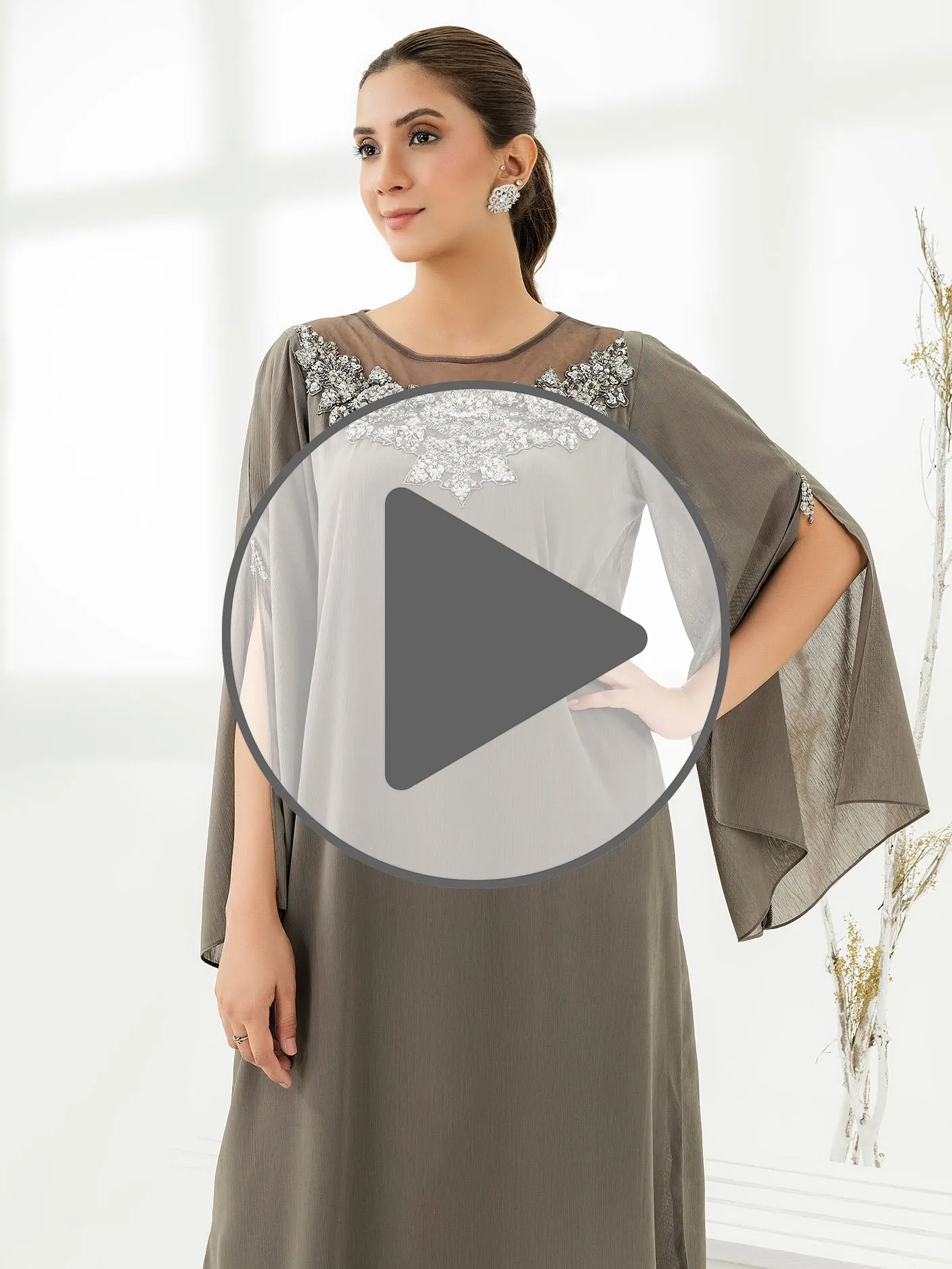 2 Piece Chiffon Suit-Embellished (Pret)