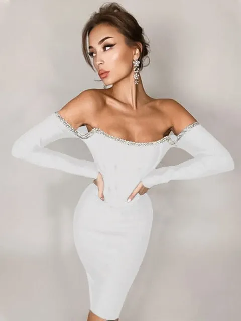 Amy Fashion - Chains Vestidos Party Black Bandage Dress
