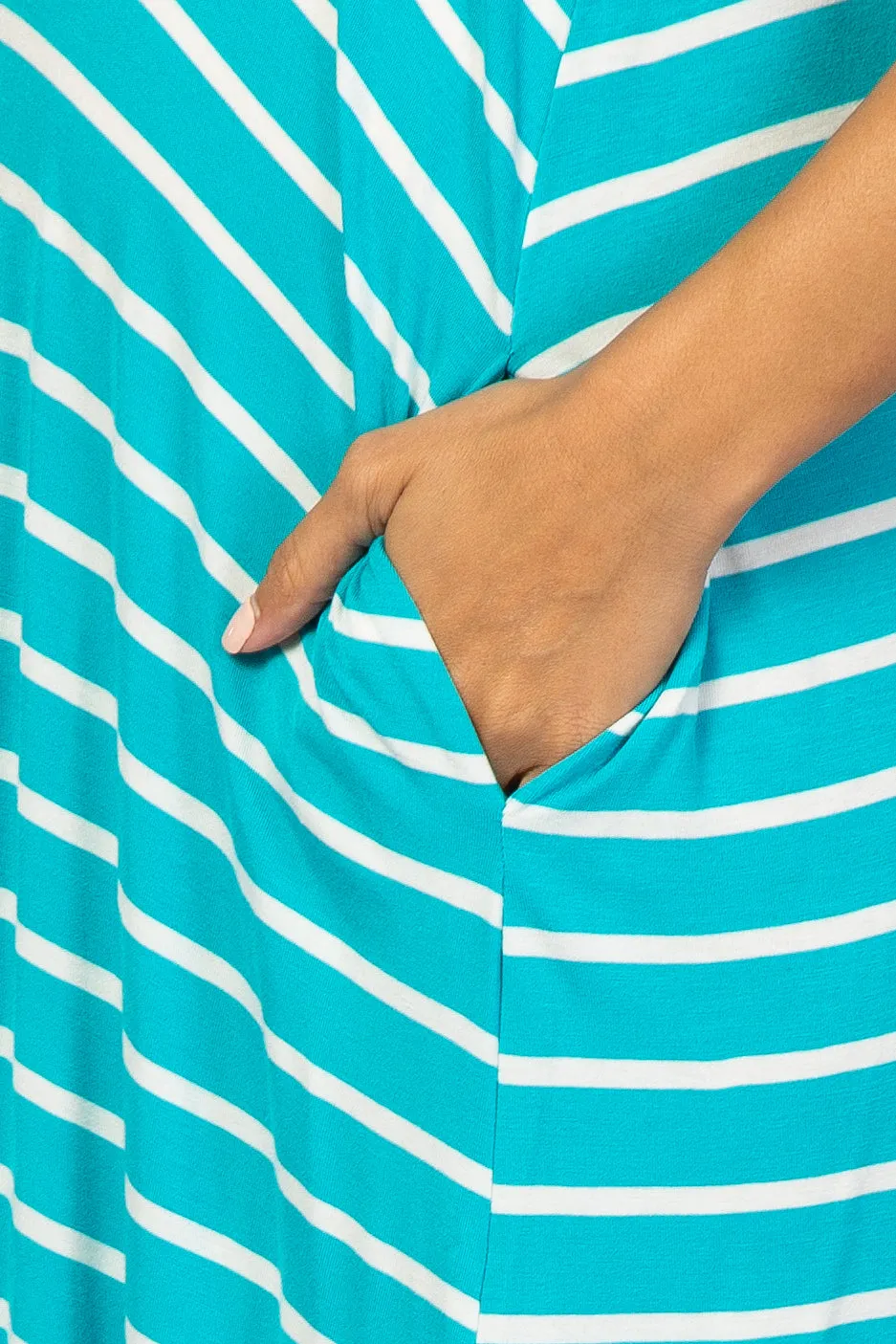 Aqua Striped Cami Strap Maternity Maxi Dress