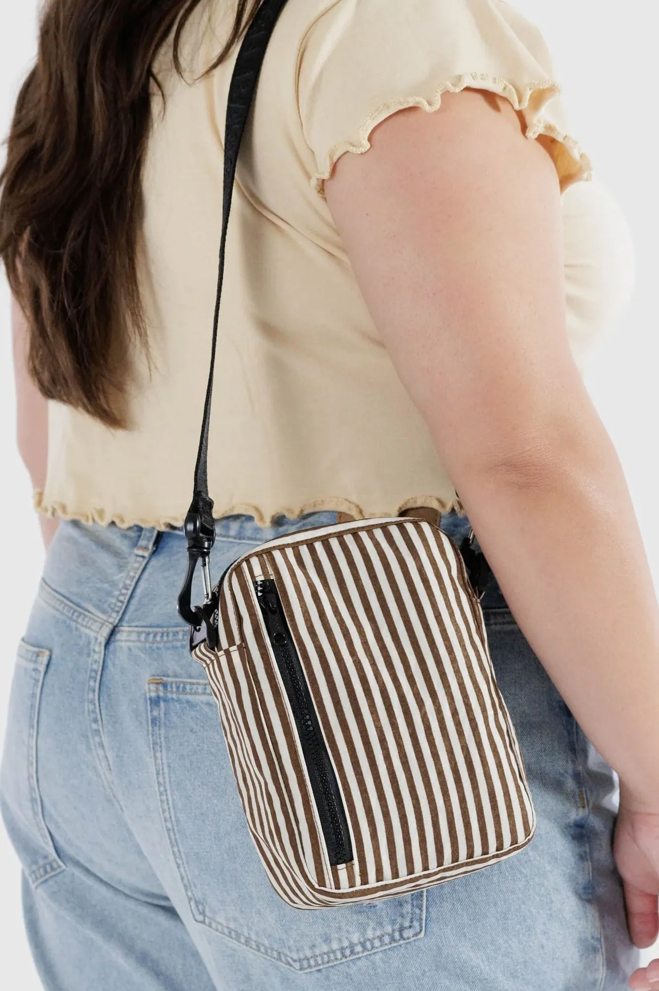 Baggu Brown Stripe Sport Crossbody Bag