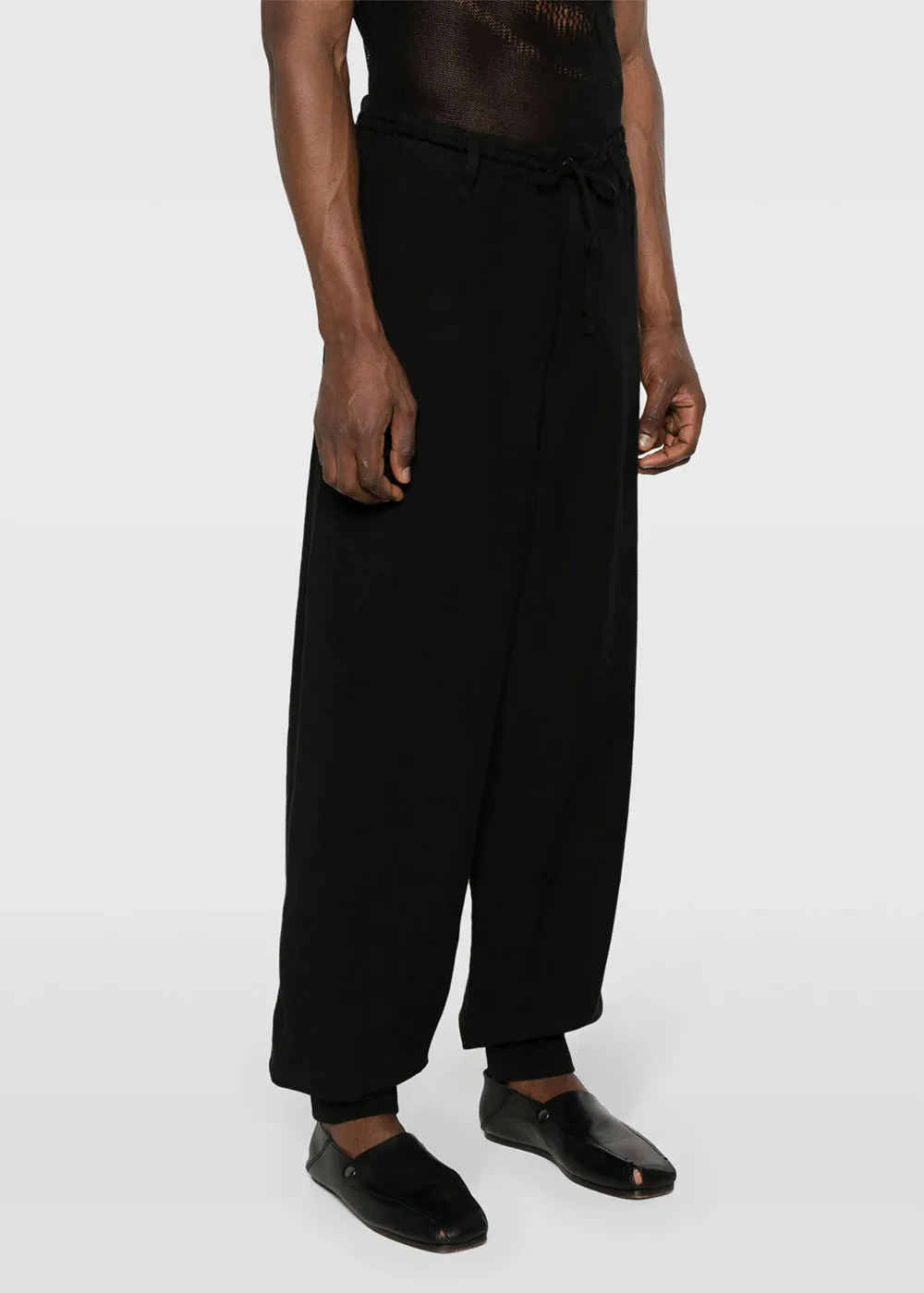 Black Elasticated-Waistband Trousers