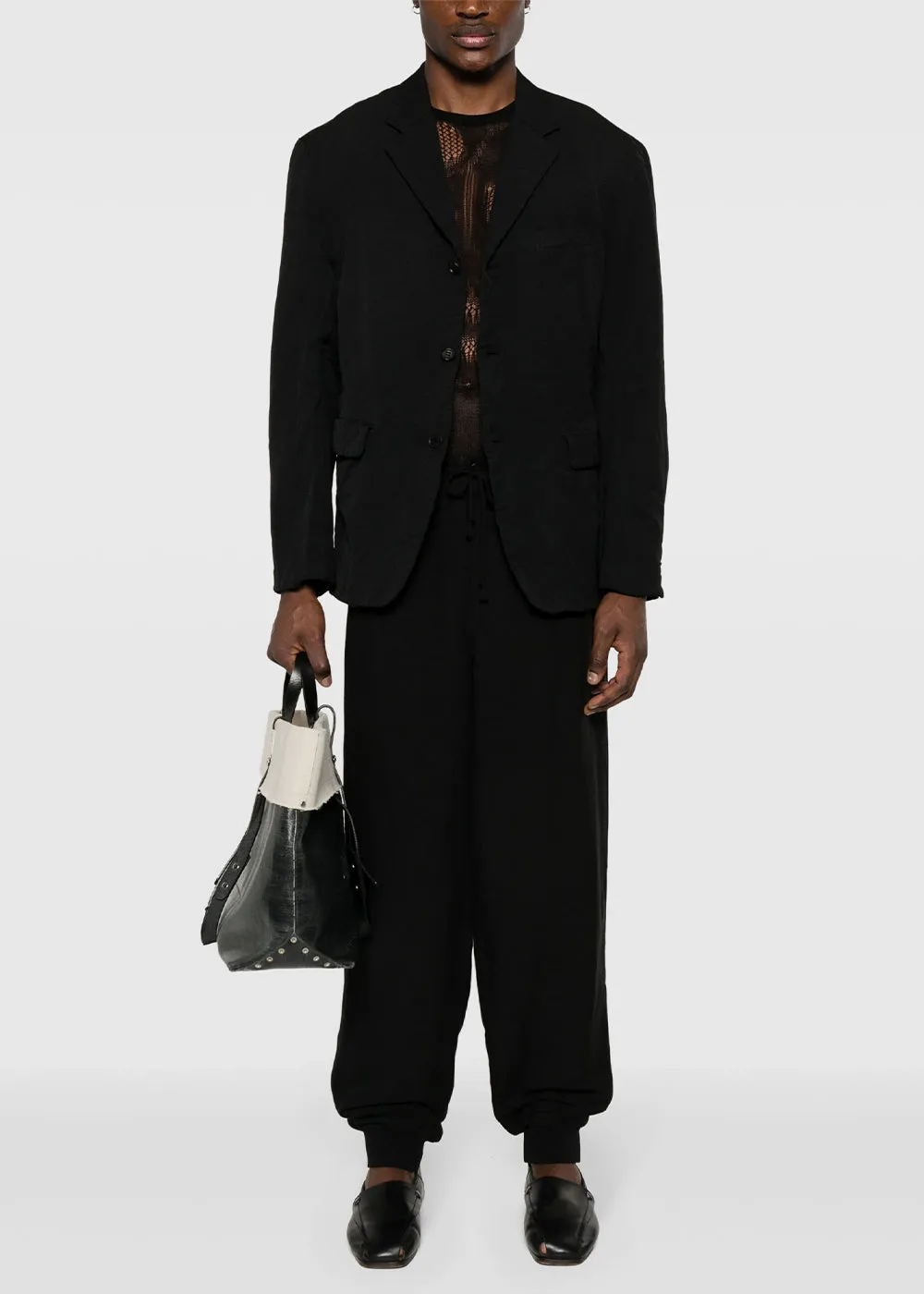 Black Elasticated-Waistband Trousers