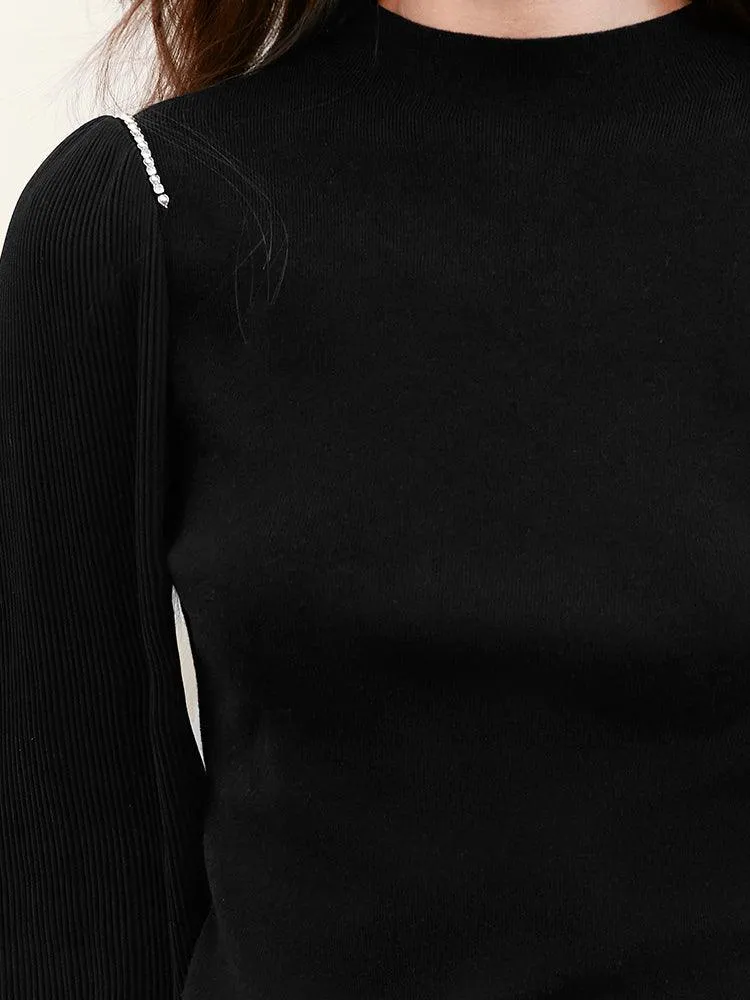 Boat Neck Patchwork Sweater