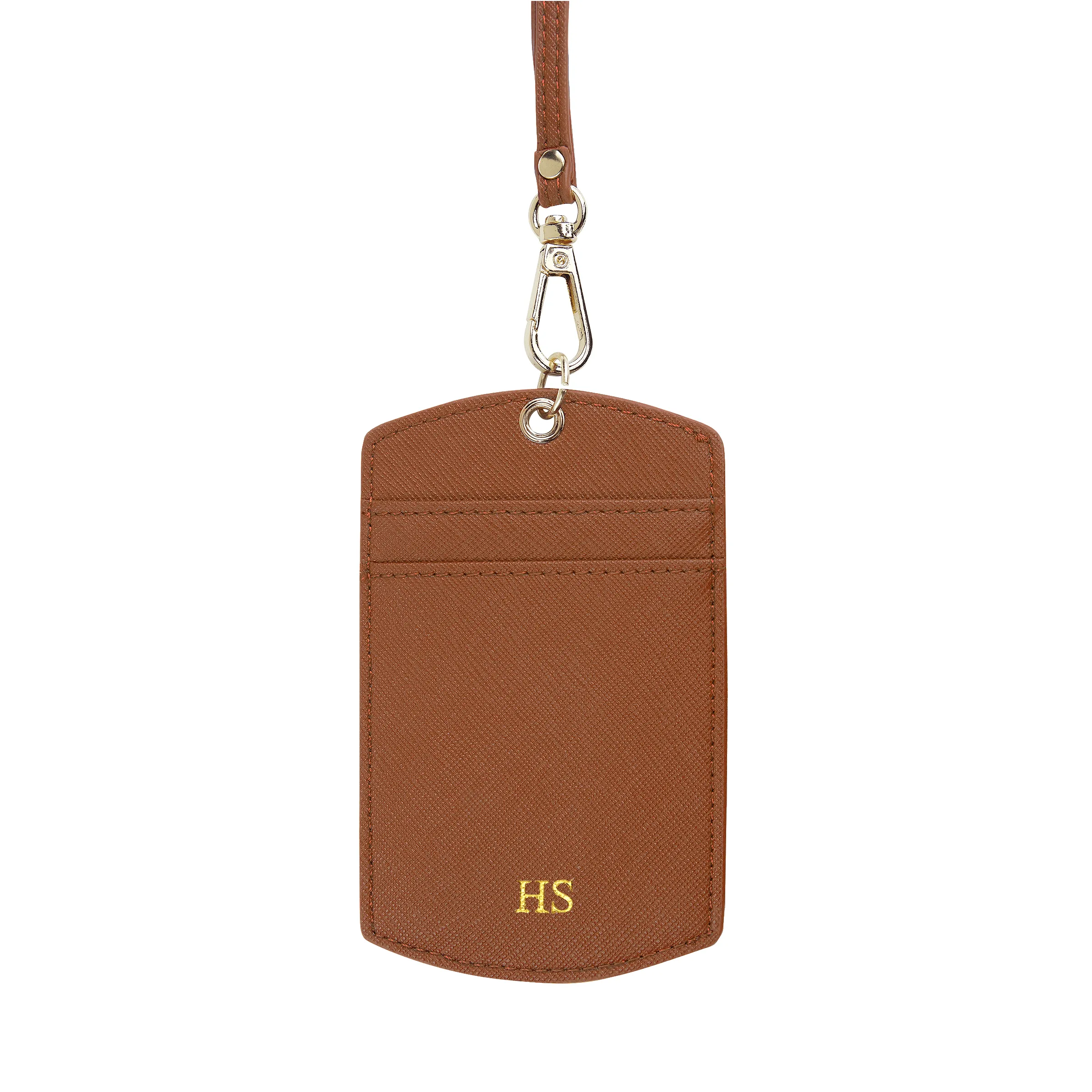 Caramel - Saffiano ID Cardholder Lanyard