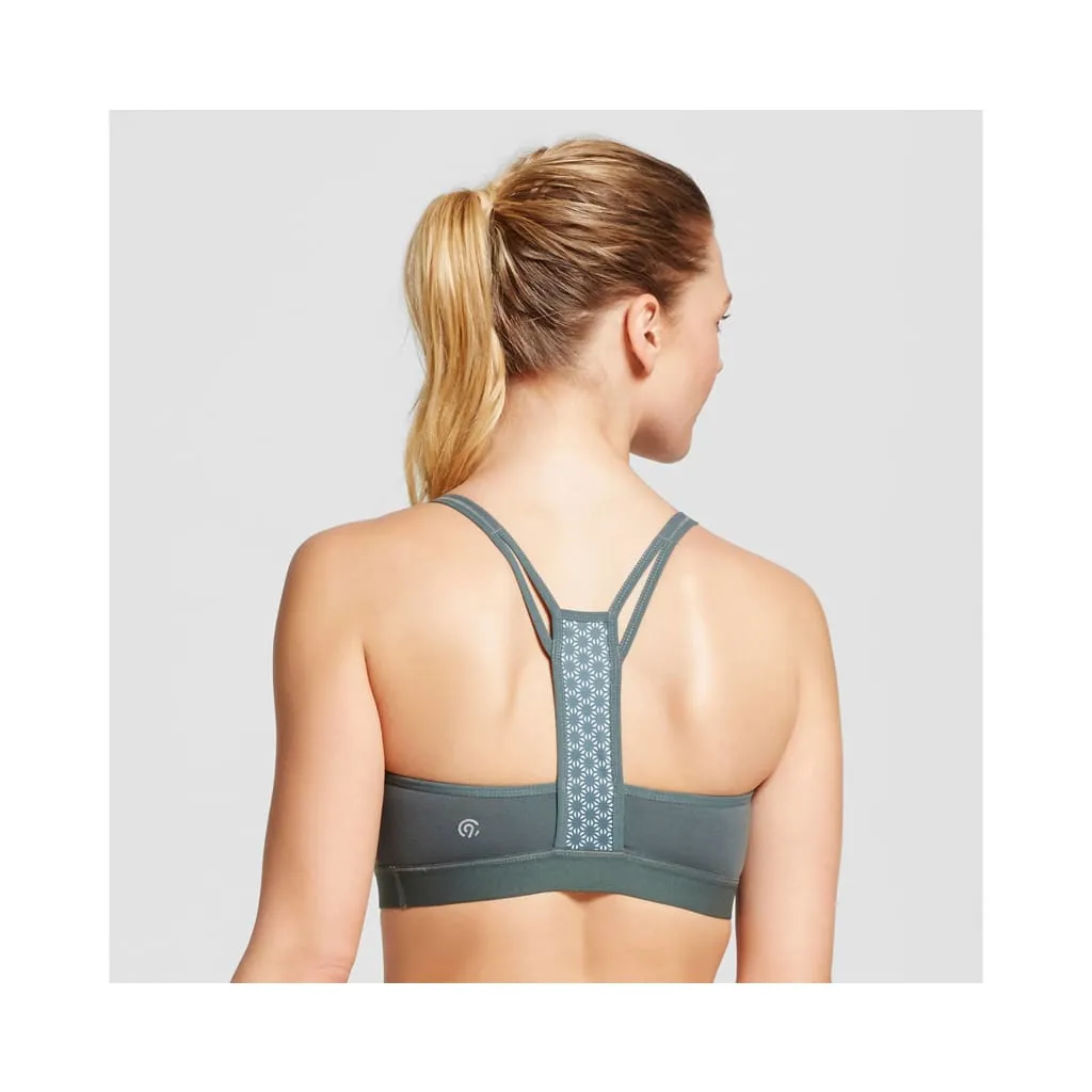 Champion N9687 C9 Strappy Front Cami Wire Free Sports Bra SMALL Deep Pine Green