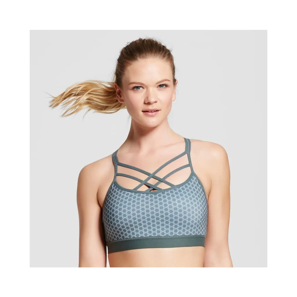 Champion N9687 C9 Strappy Front Cami Wire Free Sports Bra SMALL Deep Pine Green