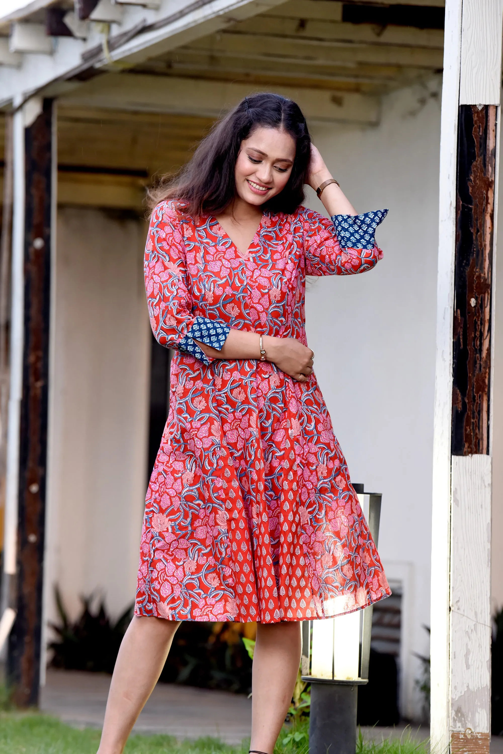 Cherry Jaipuri Cotton Kali Dress
