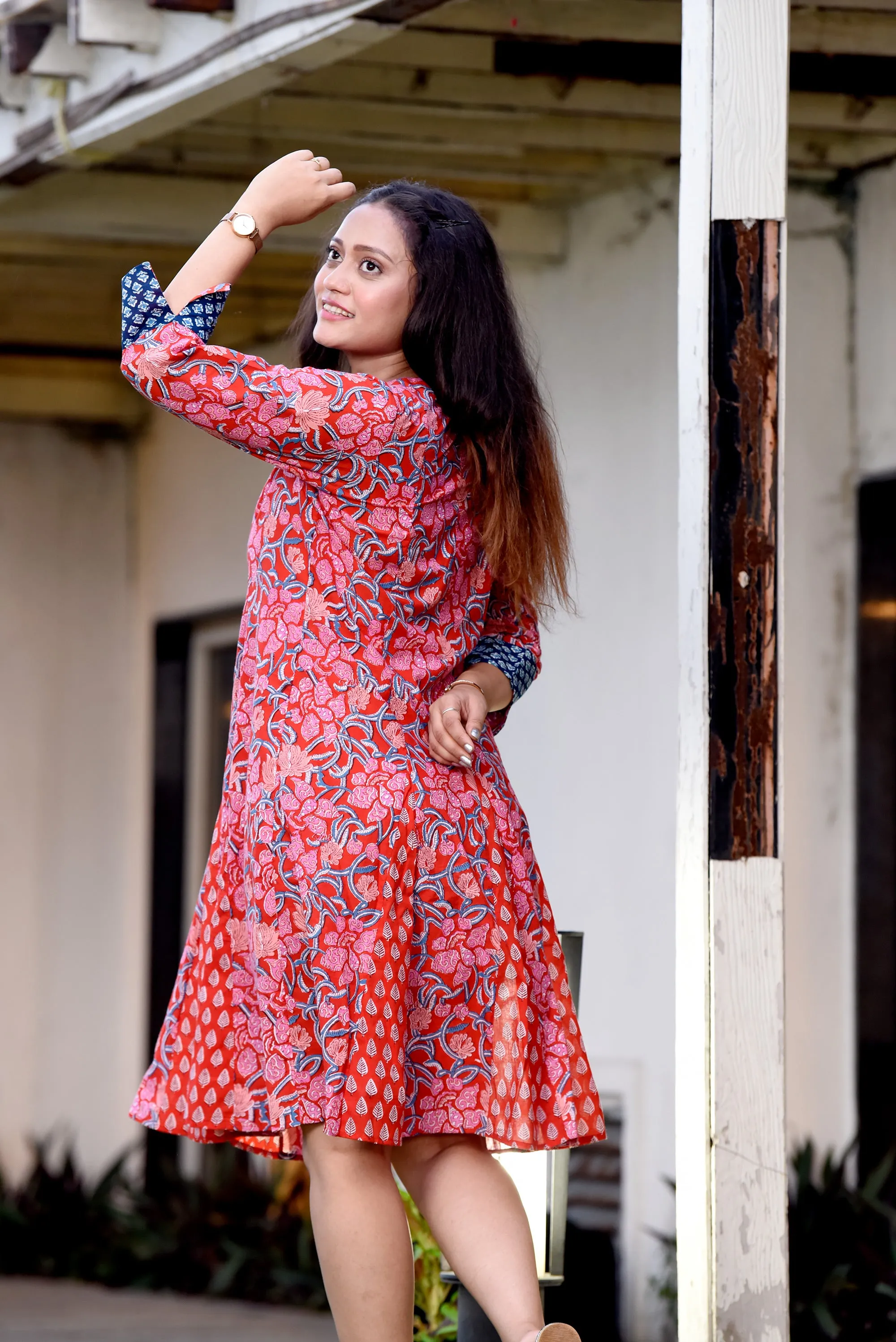 Cherry Jaipuri Cotton Kali Dress