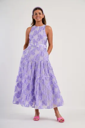 Coast Tiered Belted Organza Jacquard Midaxi Dress