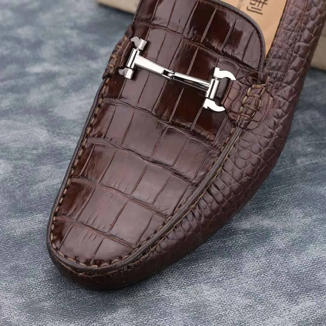 Crocodile Shoes Men's  Crocodile Leather Slip-On Bit Loafers