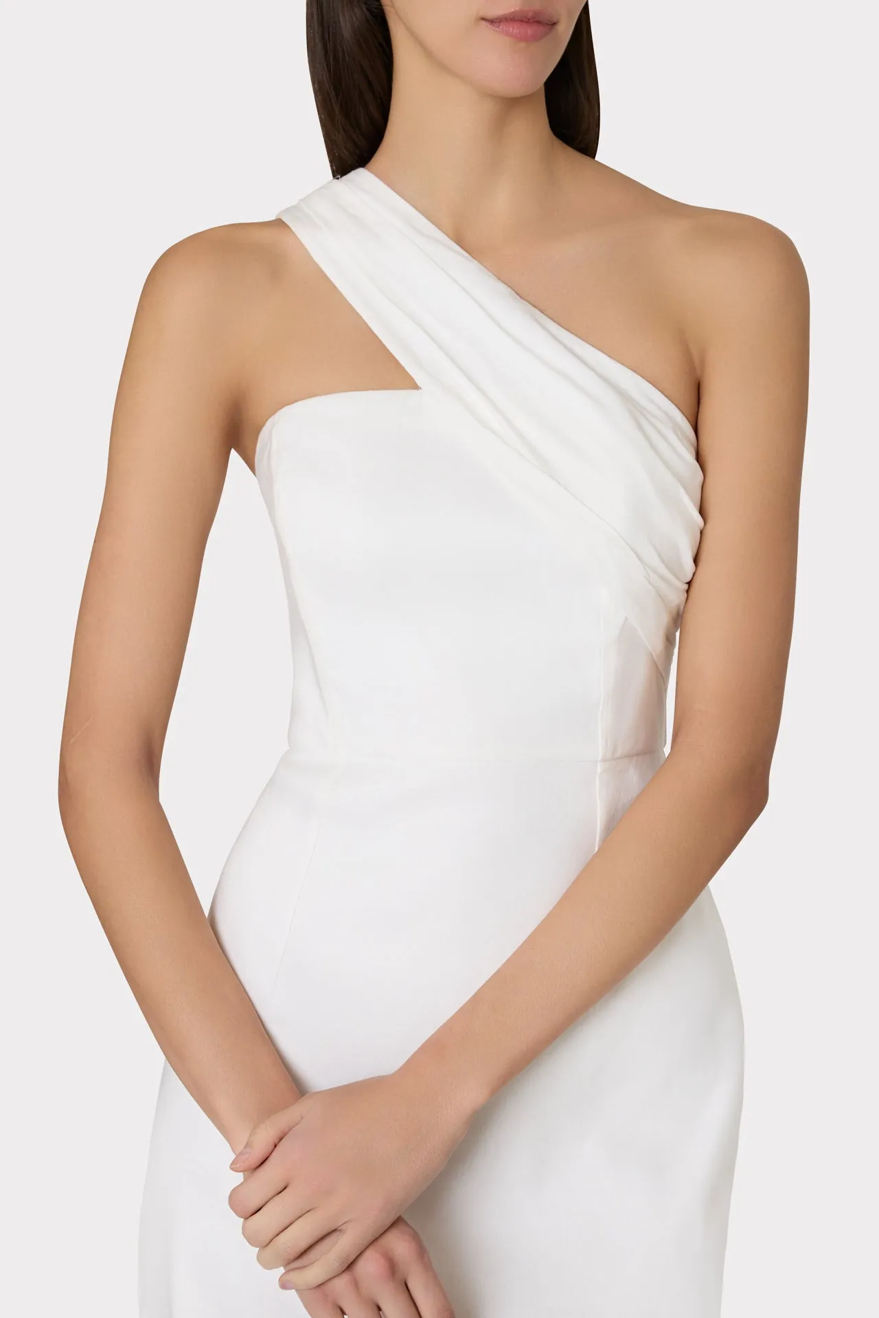 Draped One Shoulder Linen Dress