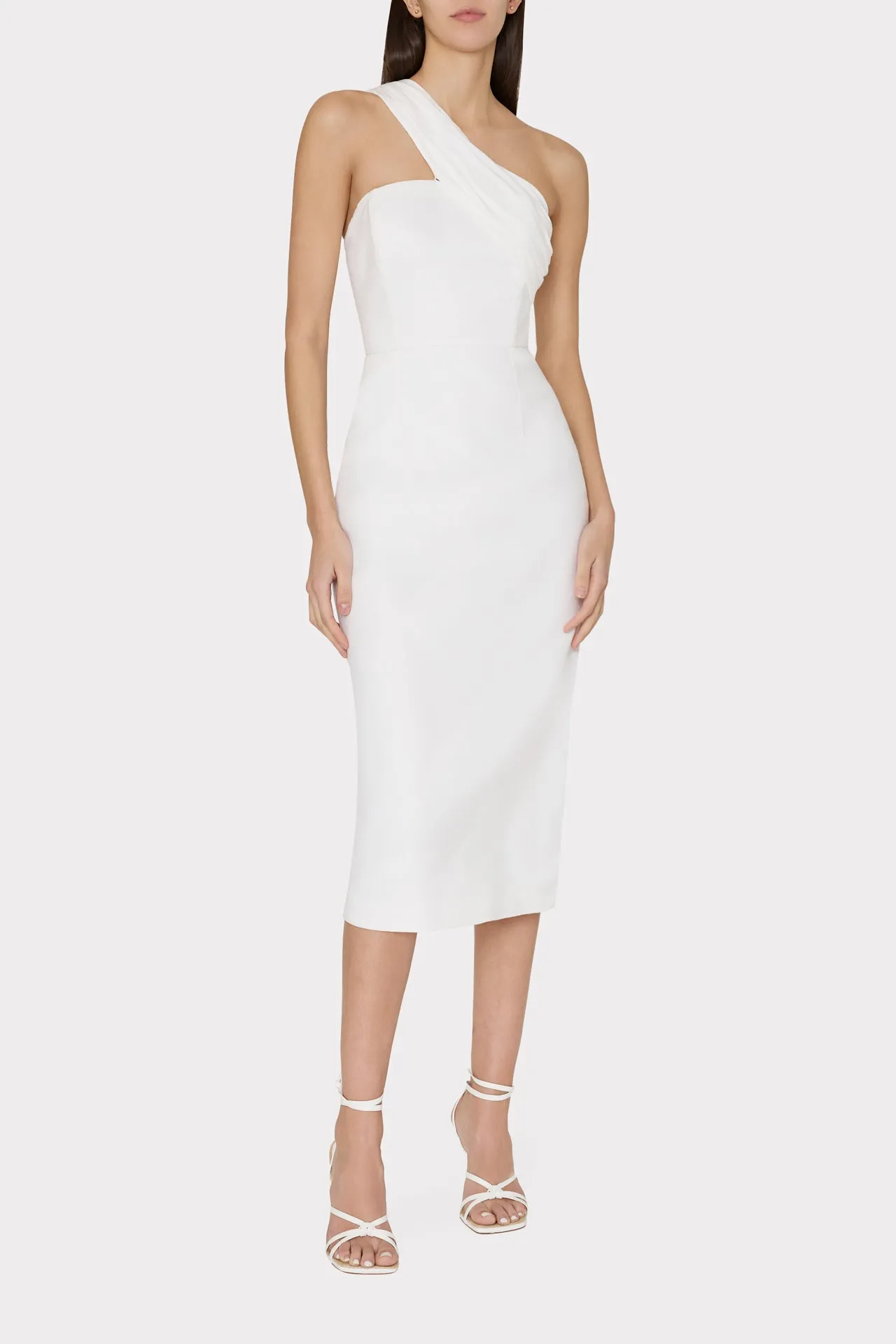 Draped One Shoulder Linen Dress