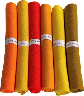 FabricLA Craft Felt Rolls 6 Pieces - 12" X 18" Inches Assorted Color Non-Woven Soft Felt Material - Acrylic Felt Roll for DIY Craftwork, Sewing and Patchwork - Imperial Yellows