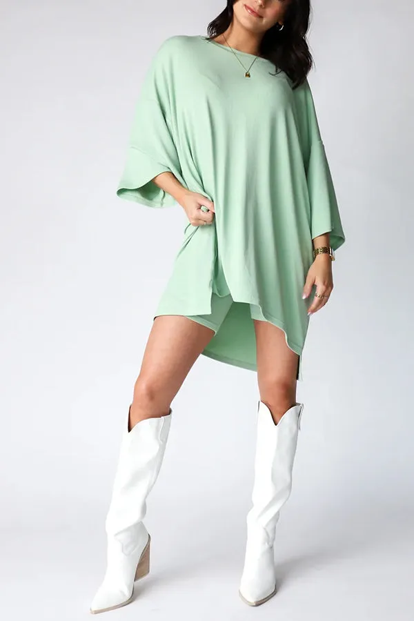 Fashion solid color loose fitting T-shirt tight shorts for women