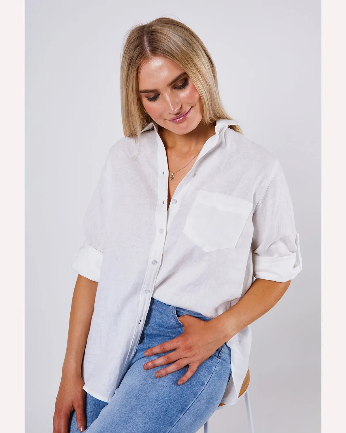 G7 Adele Linen Shirt - White
