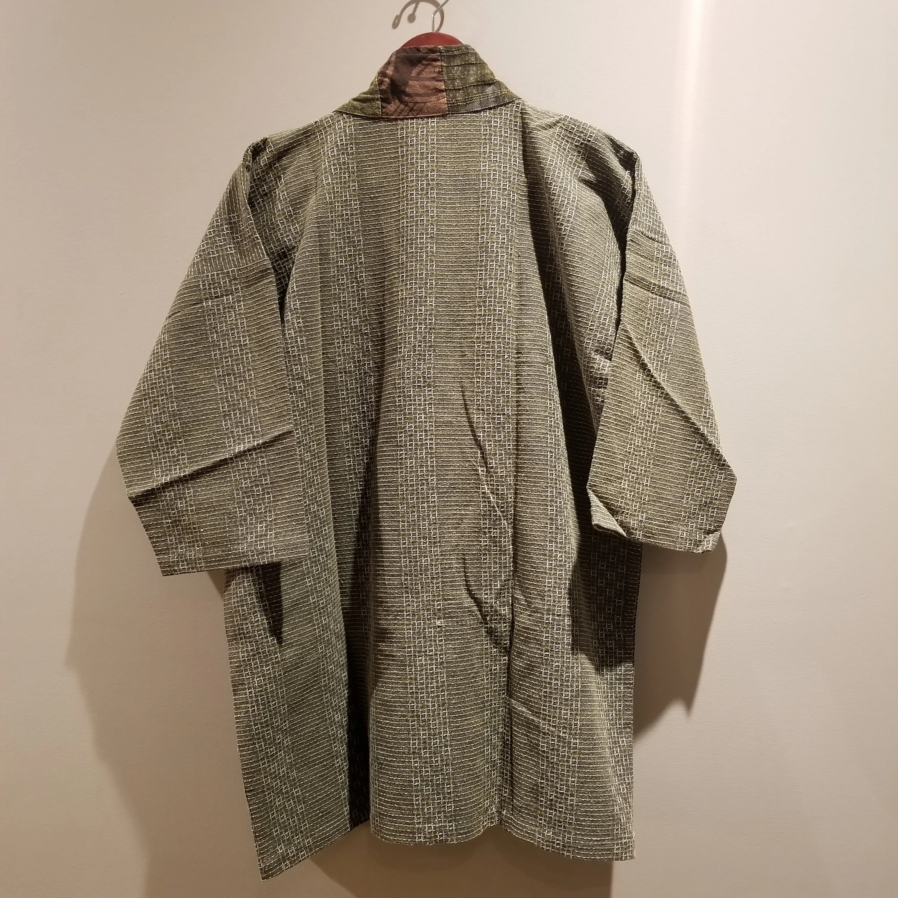 Green Patchwork Kimono Noragi Hanten Jacket