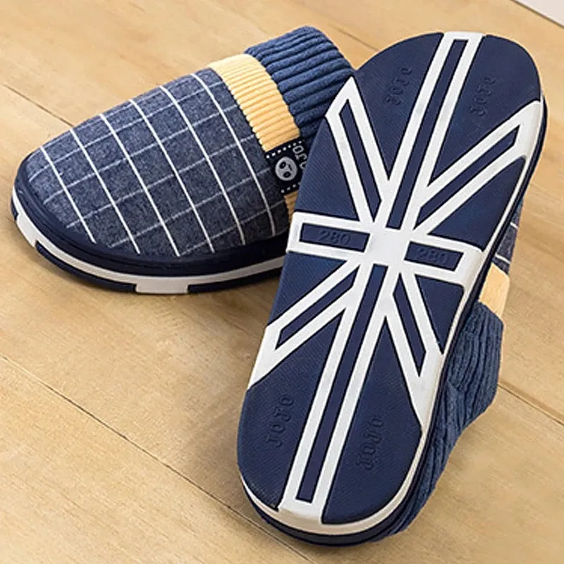 Groovywish Men Winter Slippers Warm Round Toe Soft Home Shoes