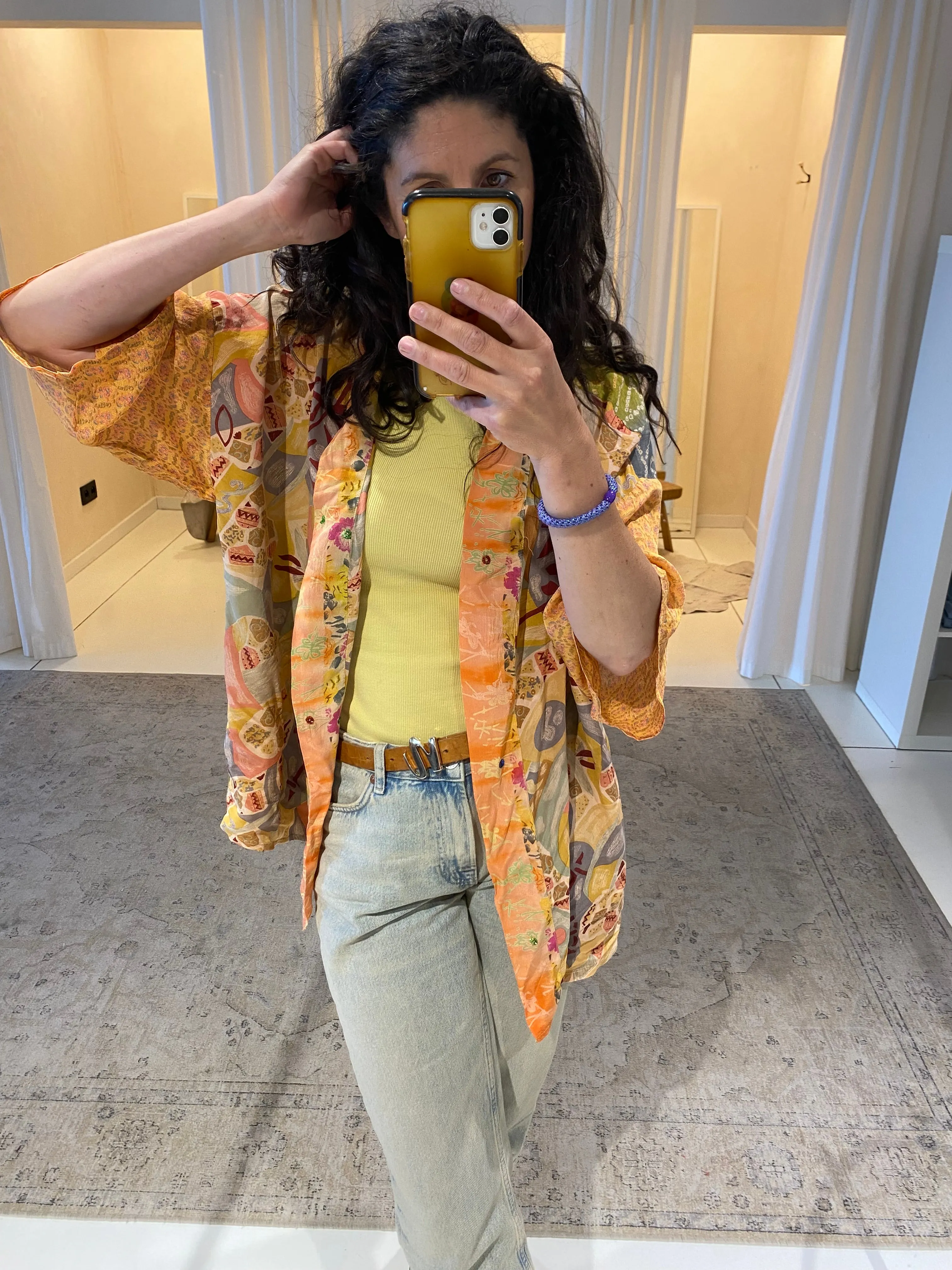 LOTUS SILK KIMONO - ORANGE