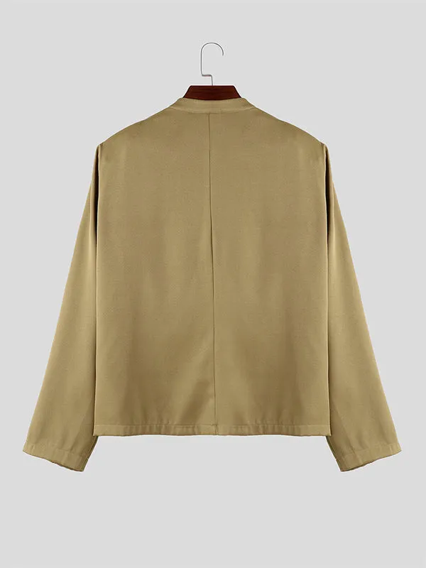 Mens 3D Cut Casual Long-Sleeve Blazer SKUK76329