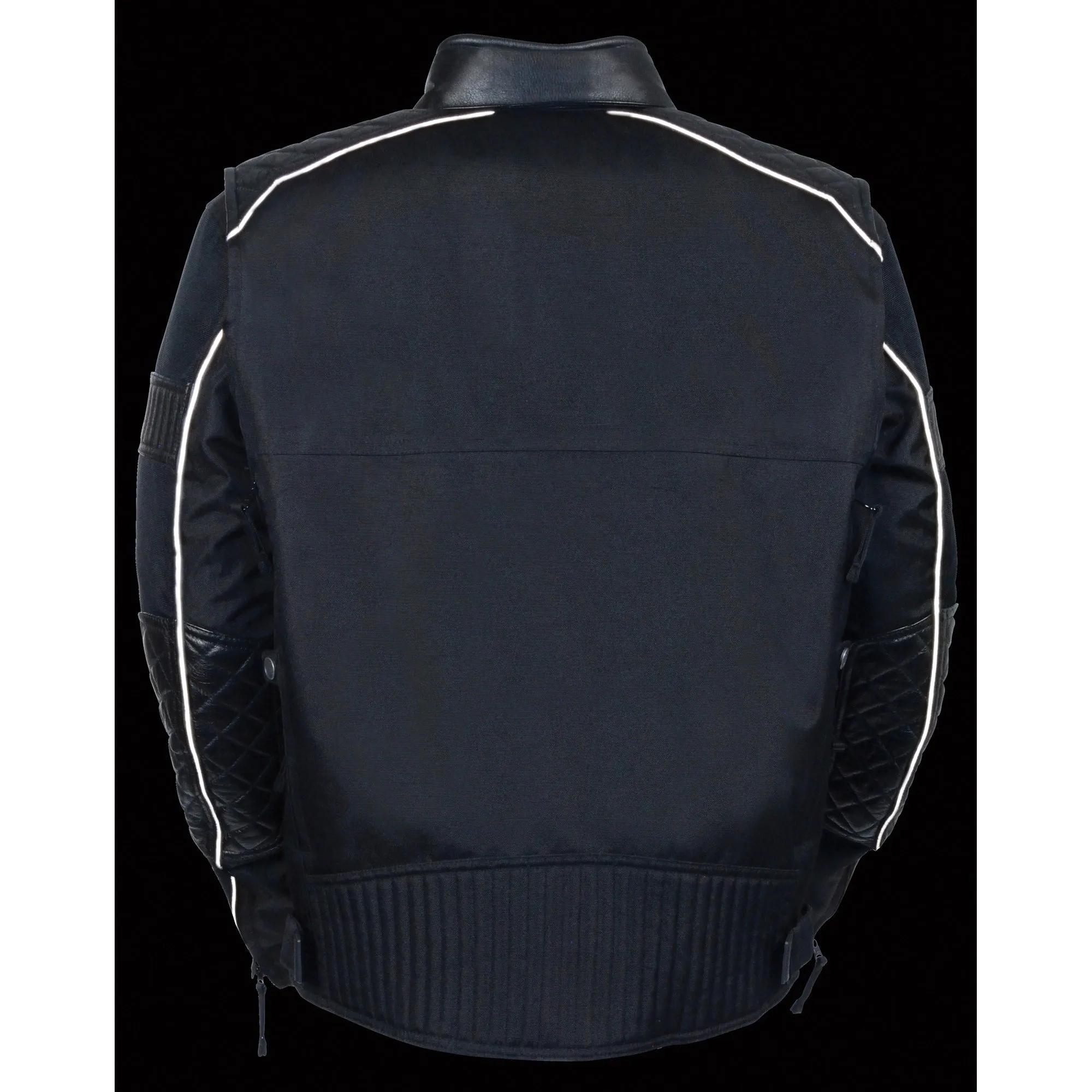 Men’s Textile Scooter Jacket w/ Leather Trim and Snap Collar