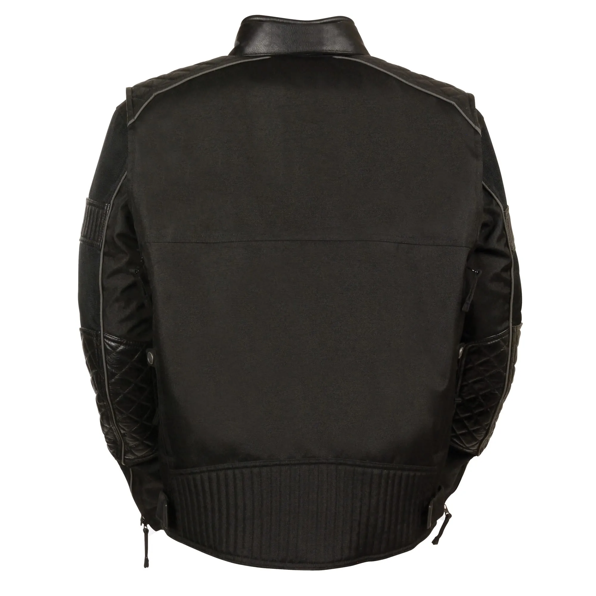 Men’s Textile Scooter Jacket w/ Leather Trim and Snap Collar