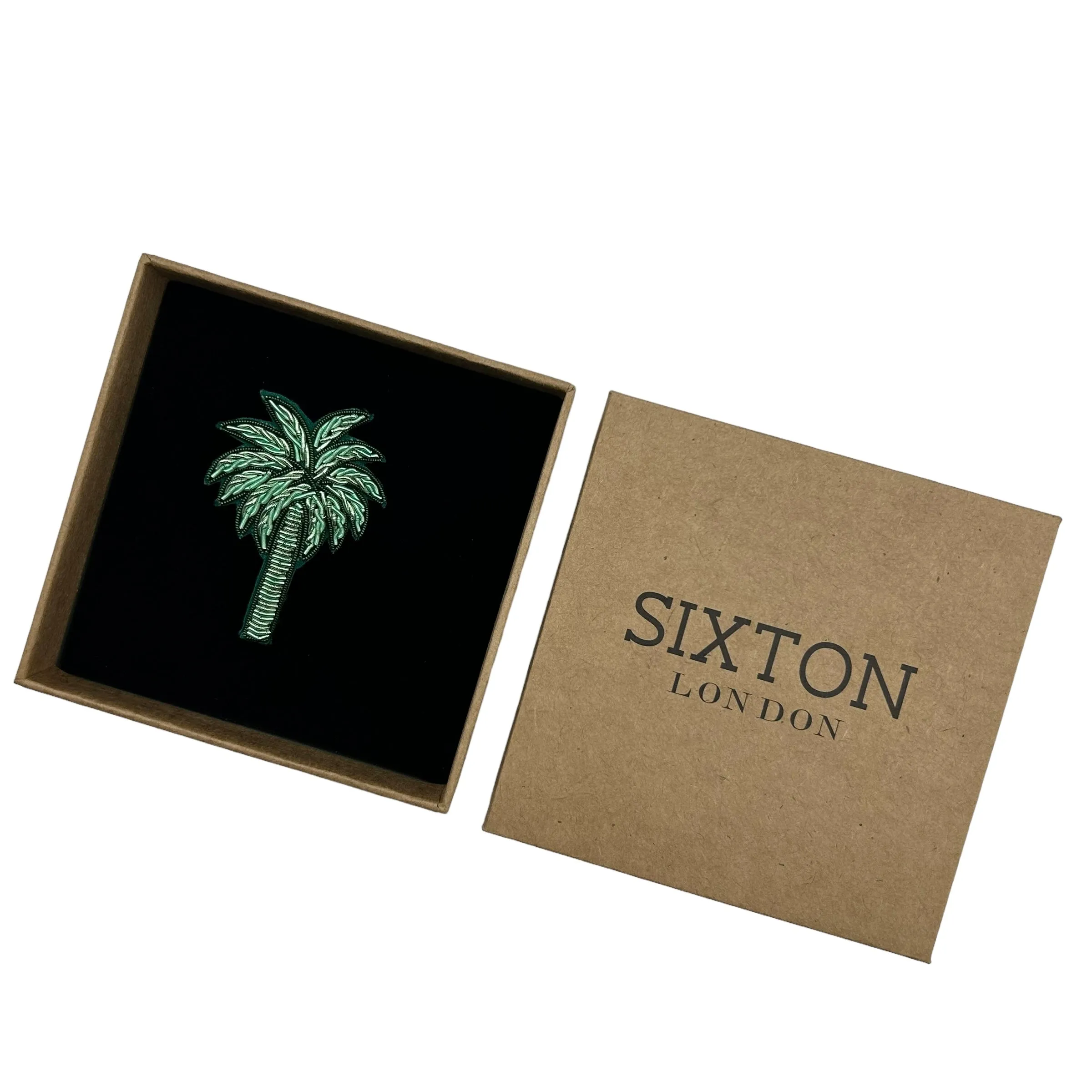 Mint palm tree brooch