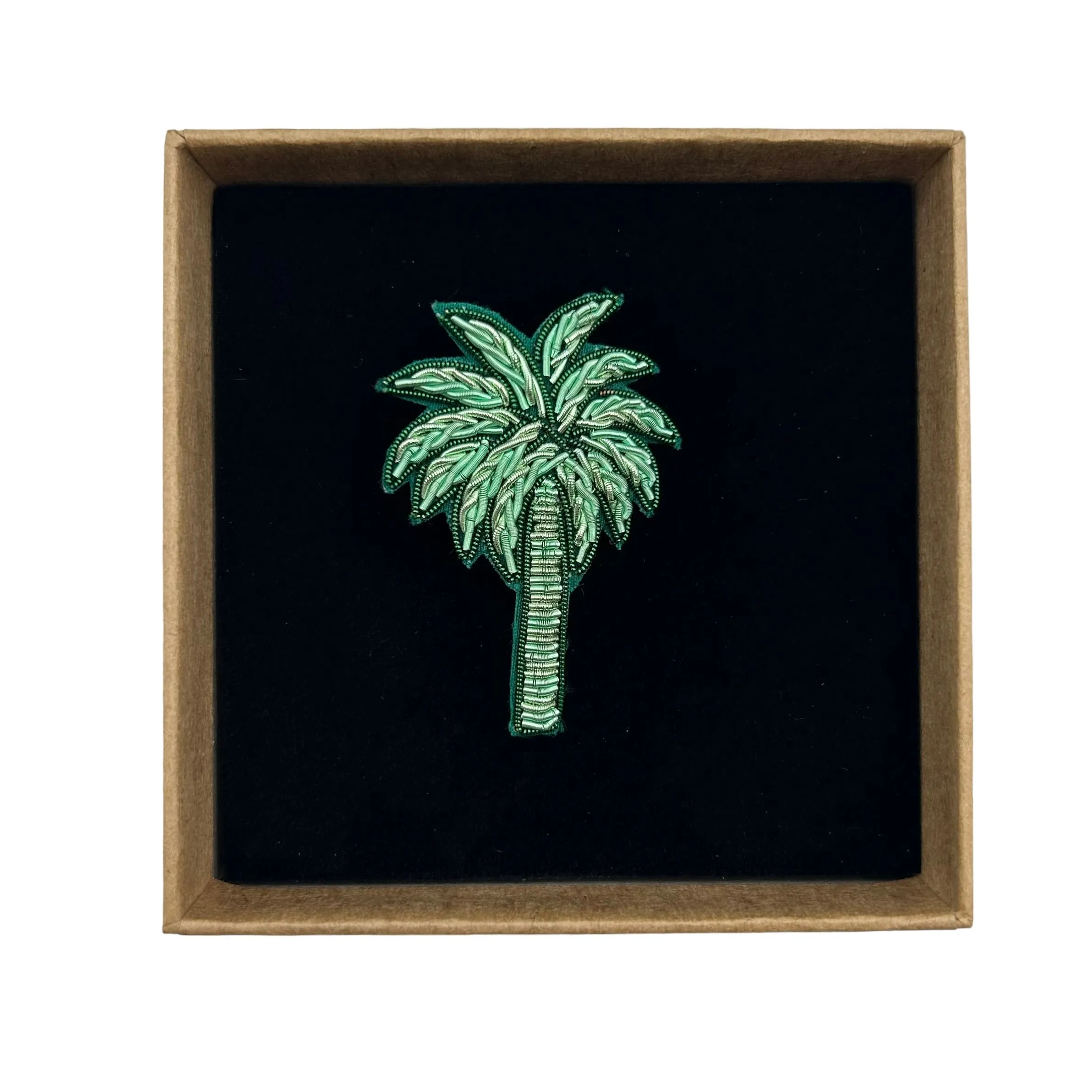 Mint palm tree brooch