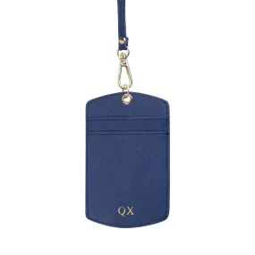 Navy - Saffiano ID Cardholder Lanyard