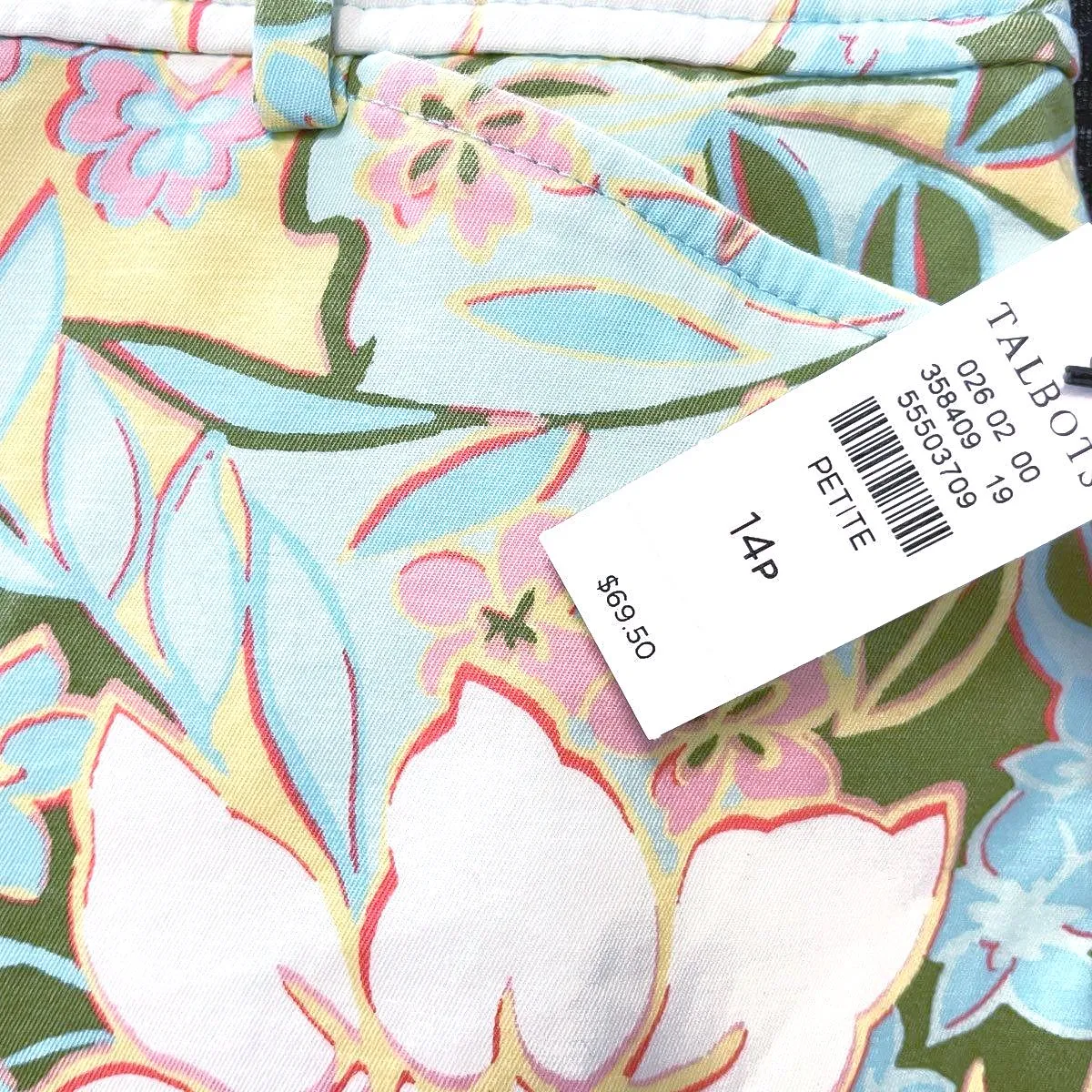 NWT Wmns Talbots Perfect Short Tropical Floral Print Chino Shorts Sz 14 Petite