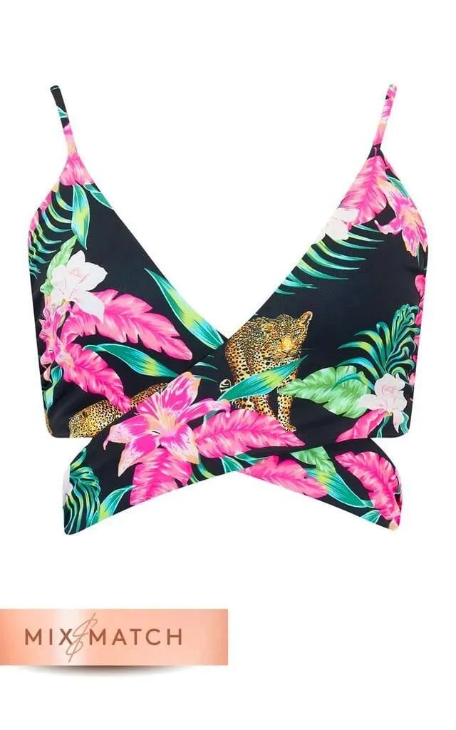 Oyster Top In Black Tropical Leopard