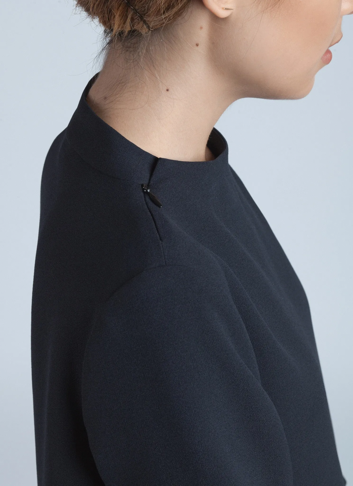 Pure 3/4 Sleeve Mockneck Dress - Black Blue