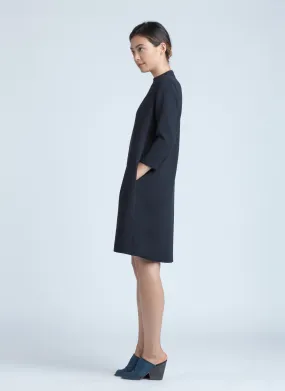 Pure 3/4 Sleeve Mockneck Dress - Black Blue