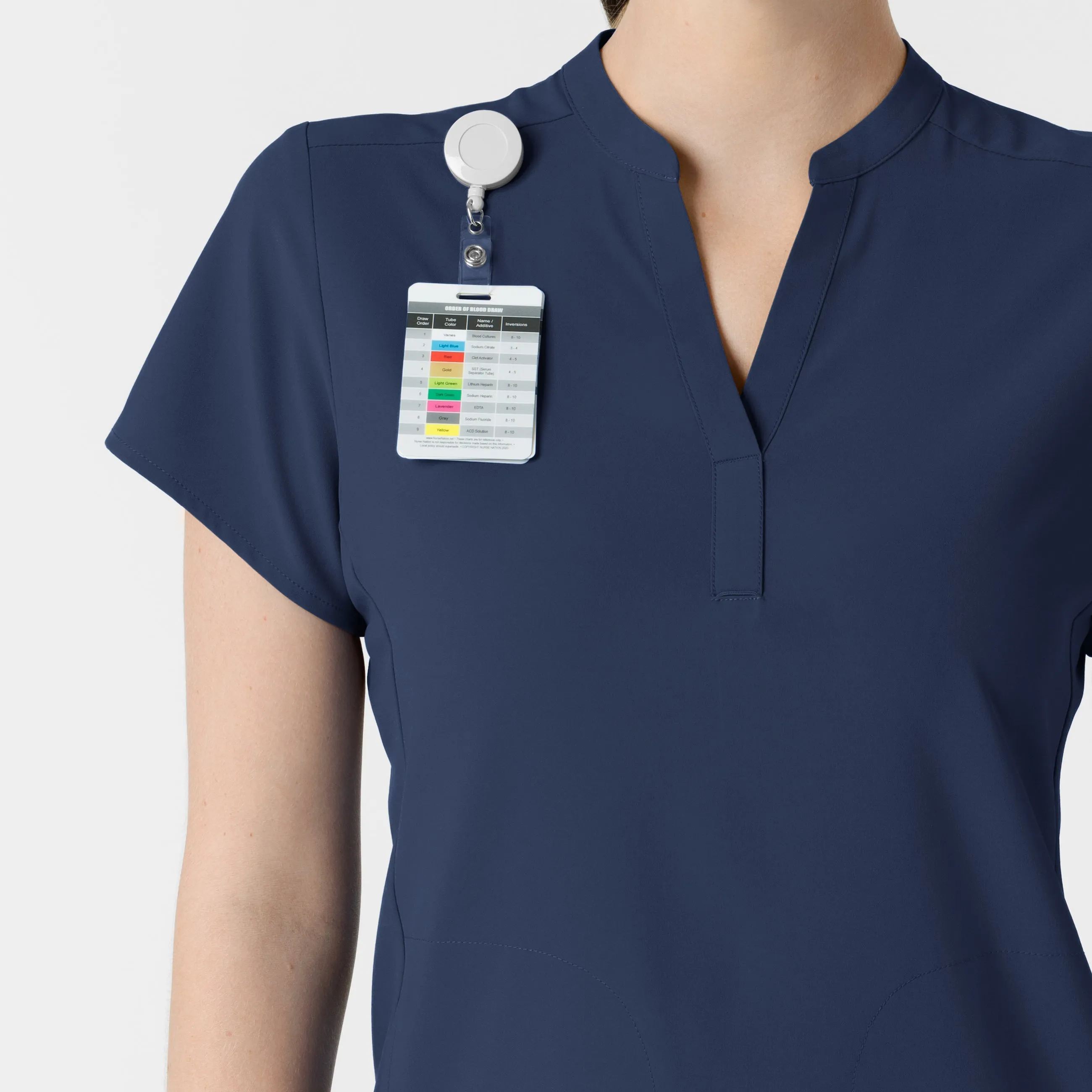 RENEW Women's Mandarin Collar Scrub Top - Navy