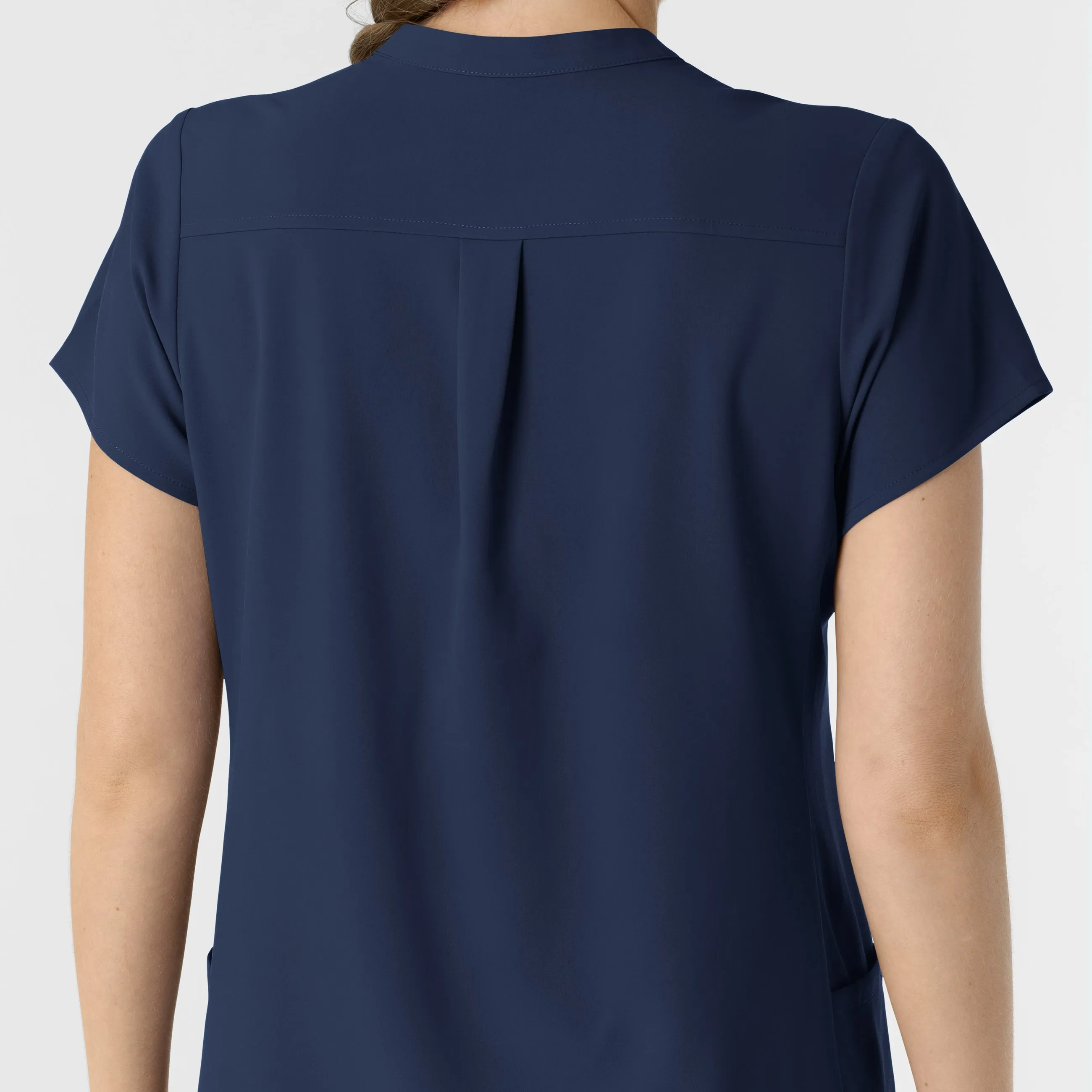 RENEW Women's Mandarin Collar Scrub Top - Navy