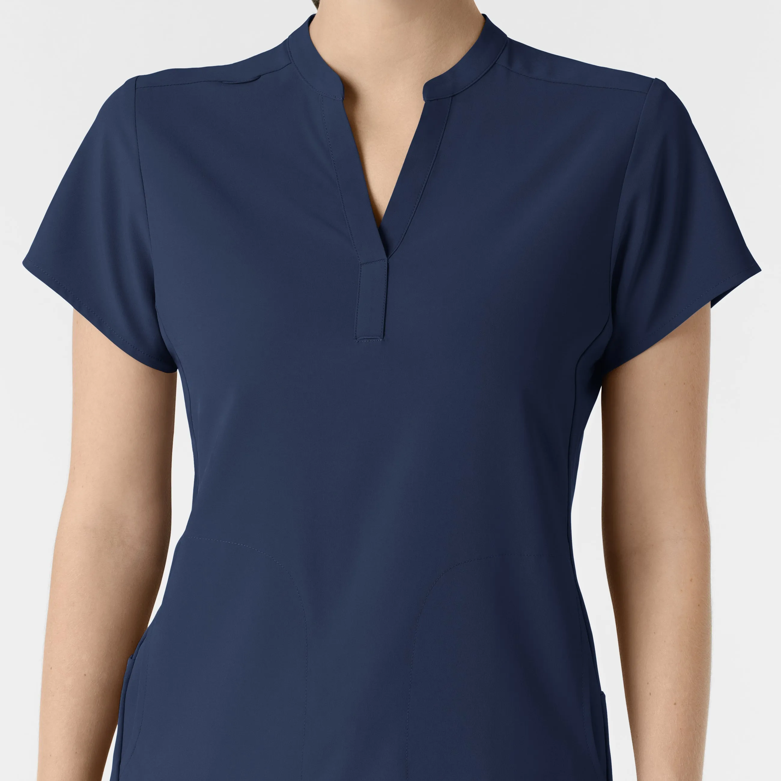 RENEW Women's Mandarin Collar Scrub Top - Navy