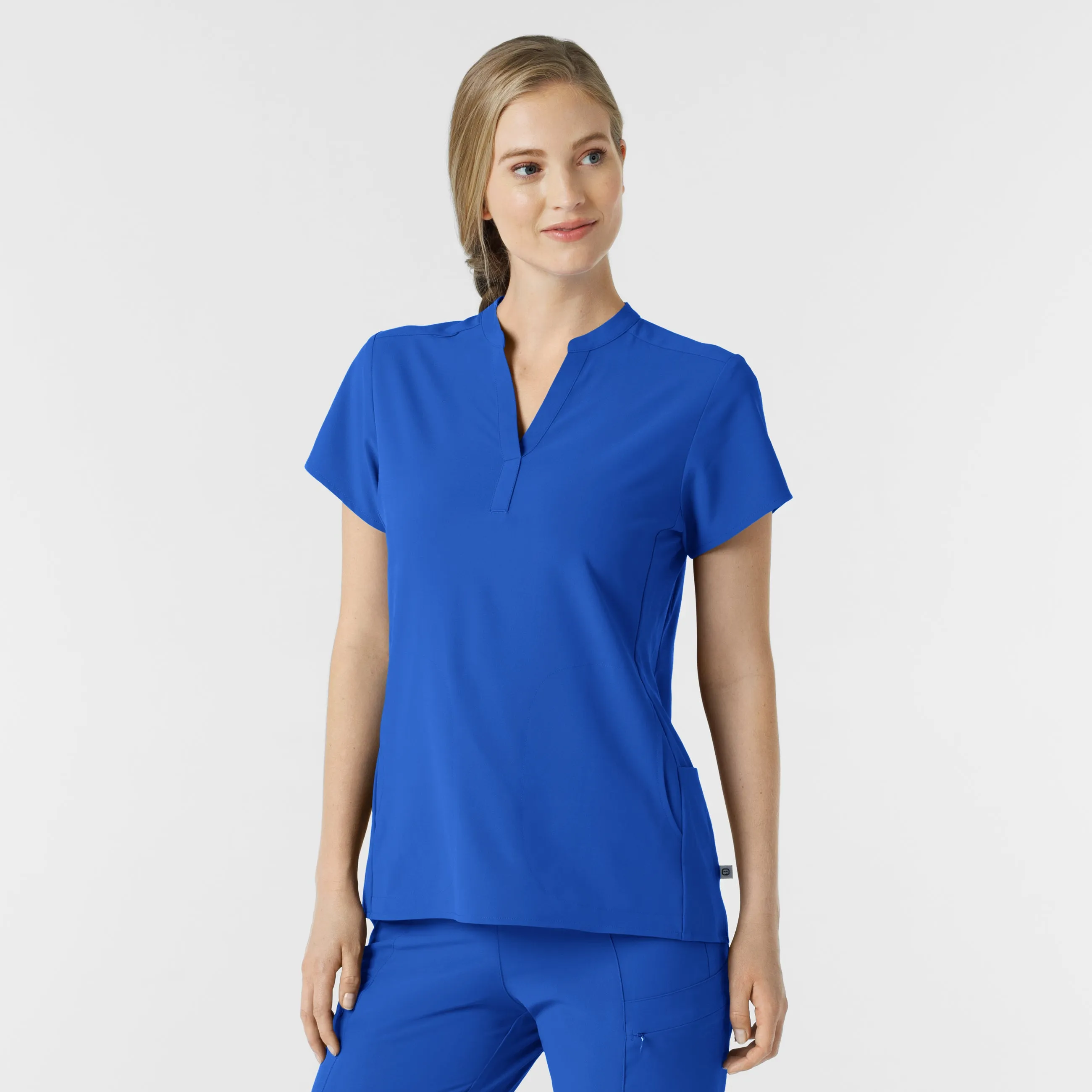 RENEW Women's Mandarin Collar Scrub Top - Royal