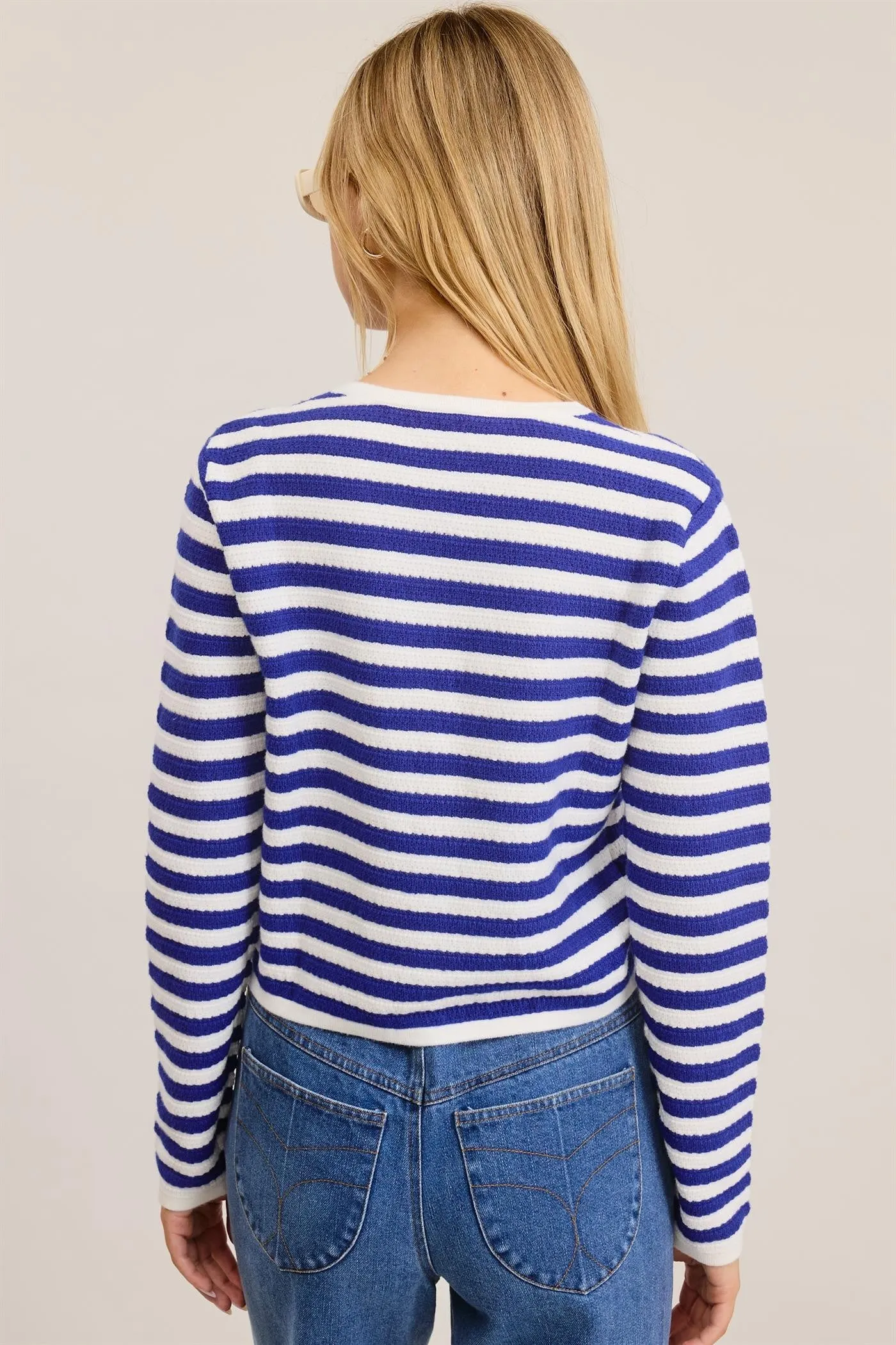 ROYAL BLUE STRIPED CARDIGAN