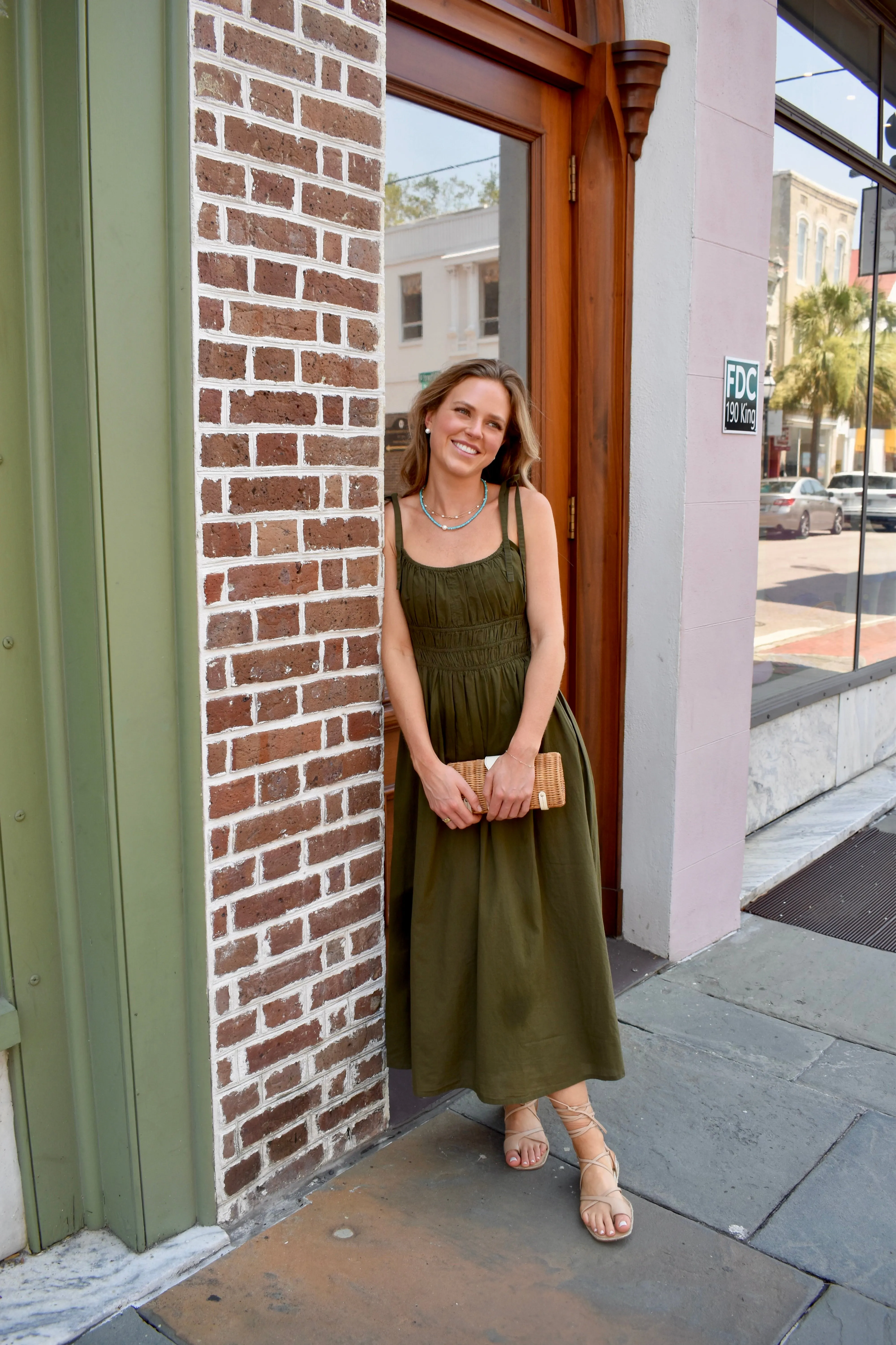 Sally Midi Dress Olive Green