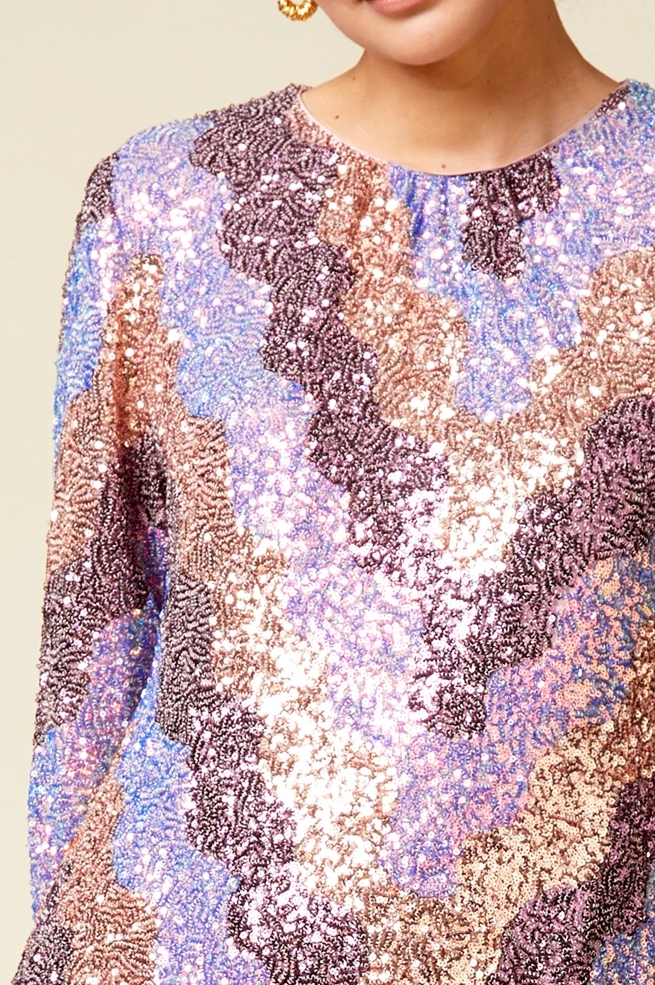 Sequin Puff Sleeve Top | Pastel Multi