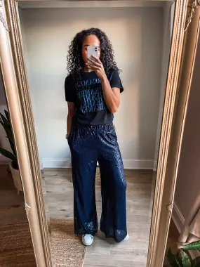 Sequin Wide Leg Trousers