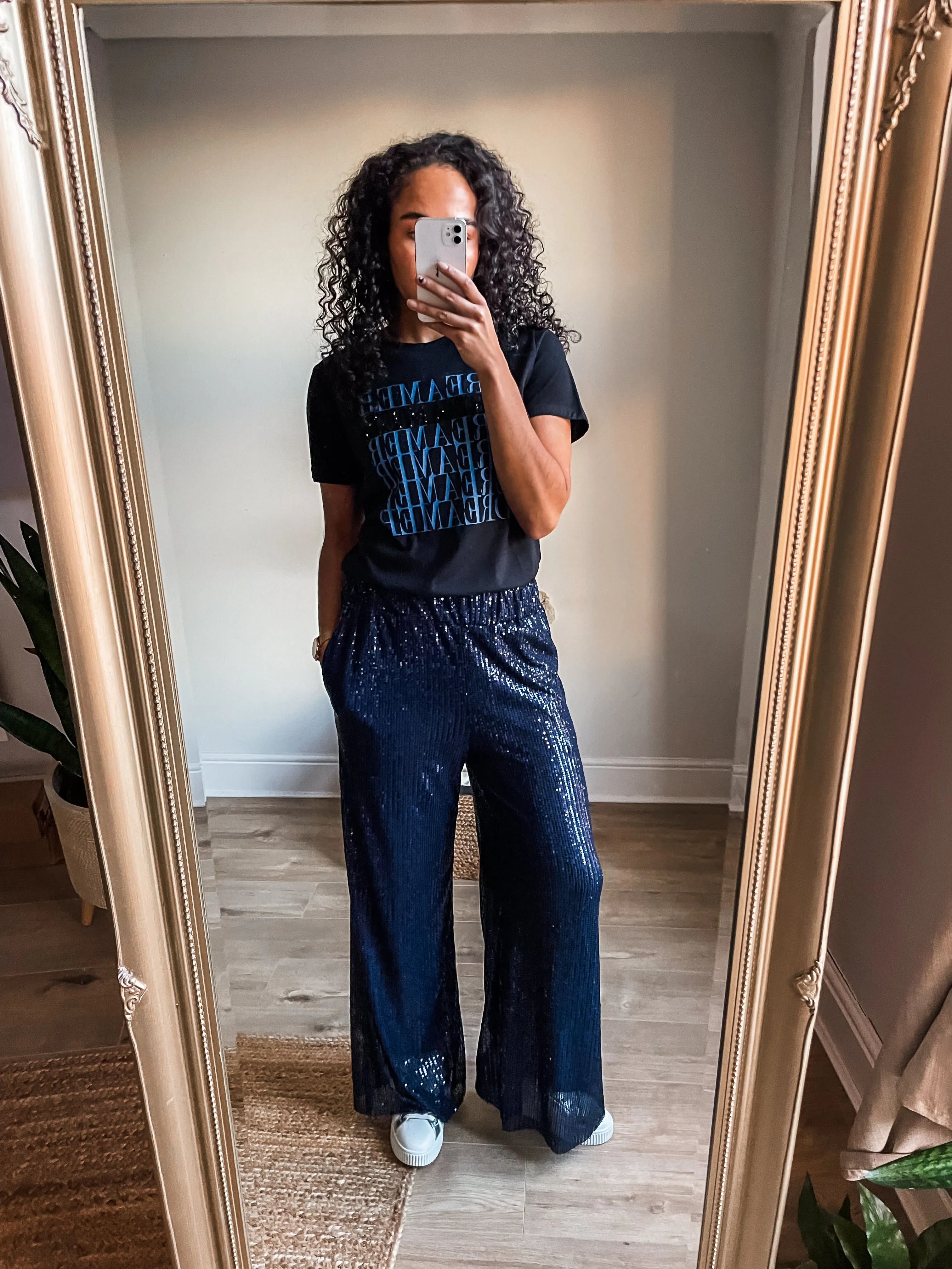 Sequin Wide Leg Trousers