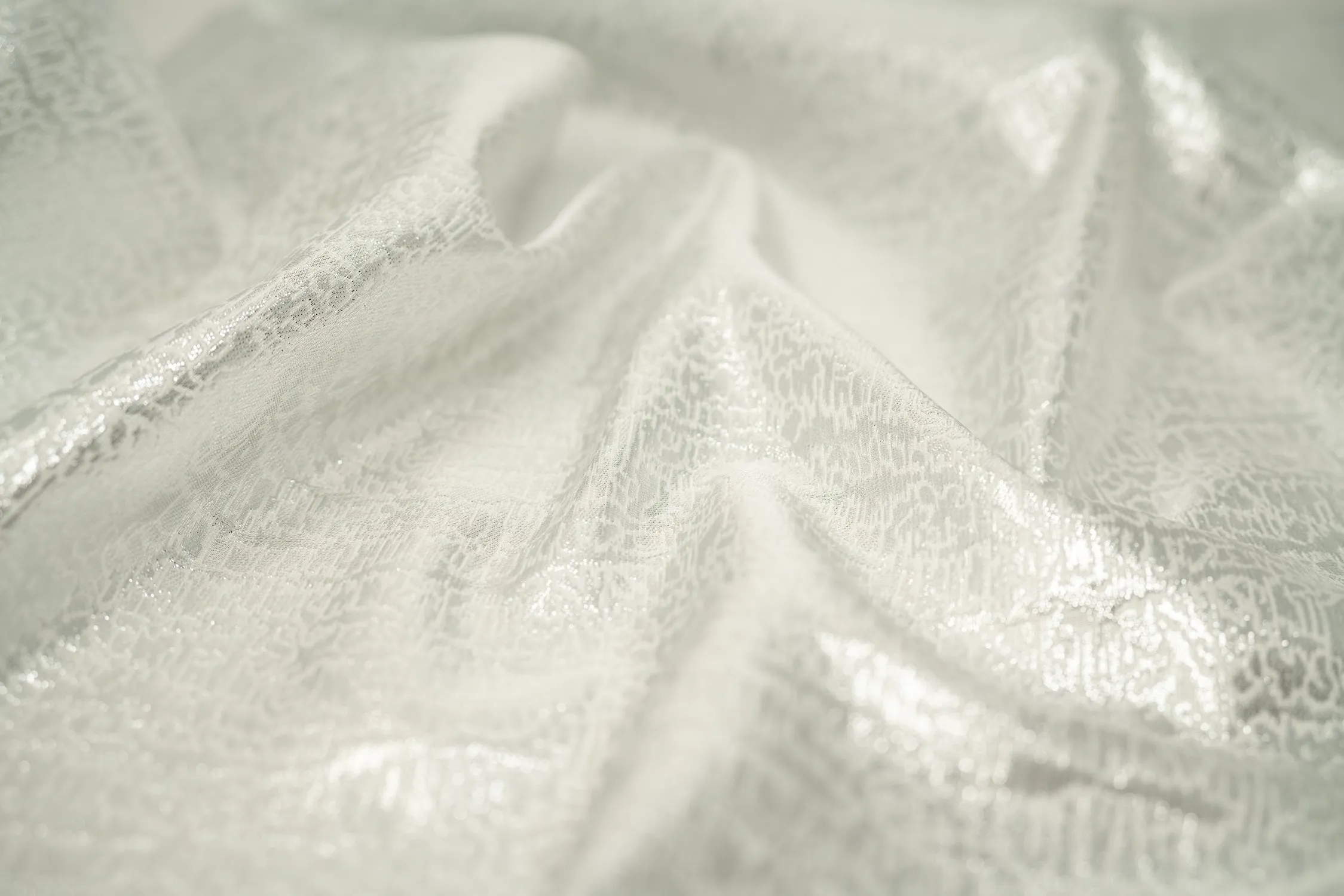 Snow Storm Metallic Brocade Fabric | Blue Moon Fabrics