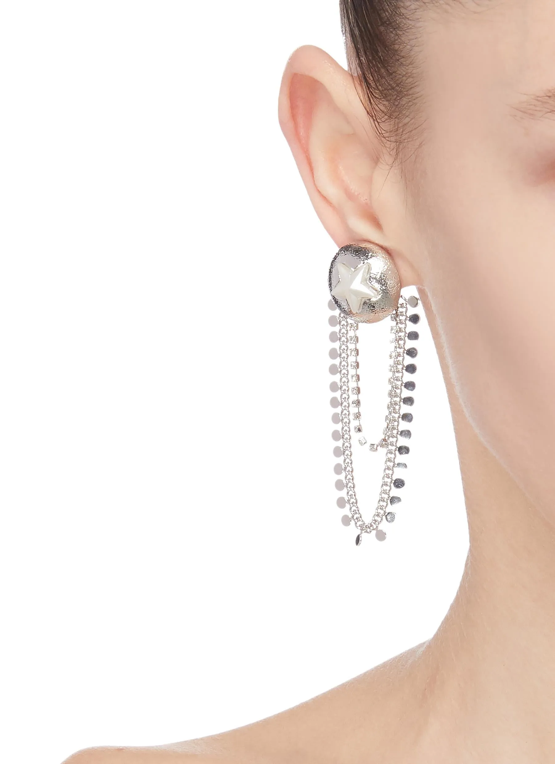 STAR SHEILD CHAIN DROP EARRINGS