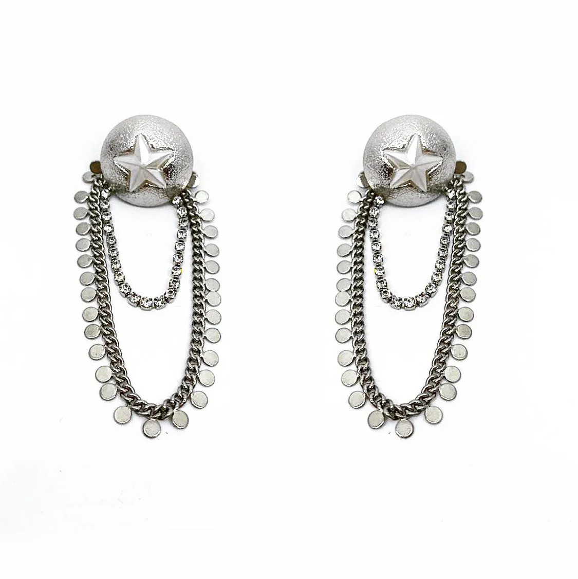 STAR SHEILD CHAIN DROP EARRINGS
