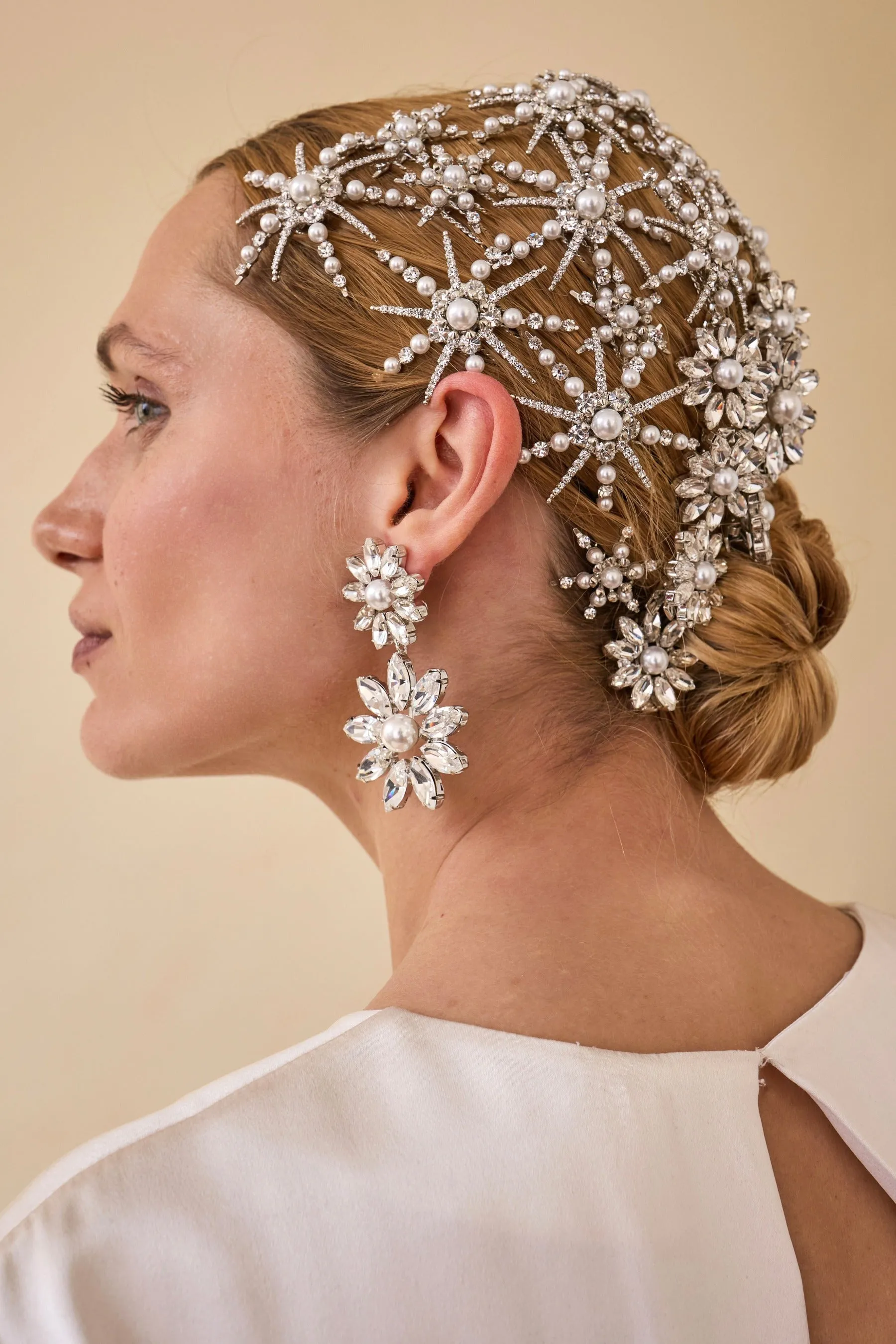 Starlet Pearl and Crystal Mini Comb Set of 2