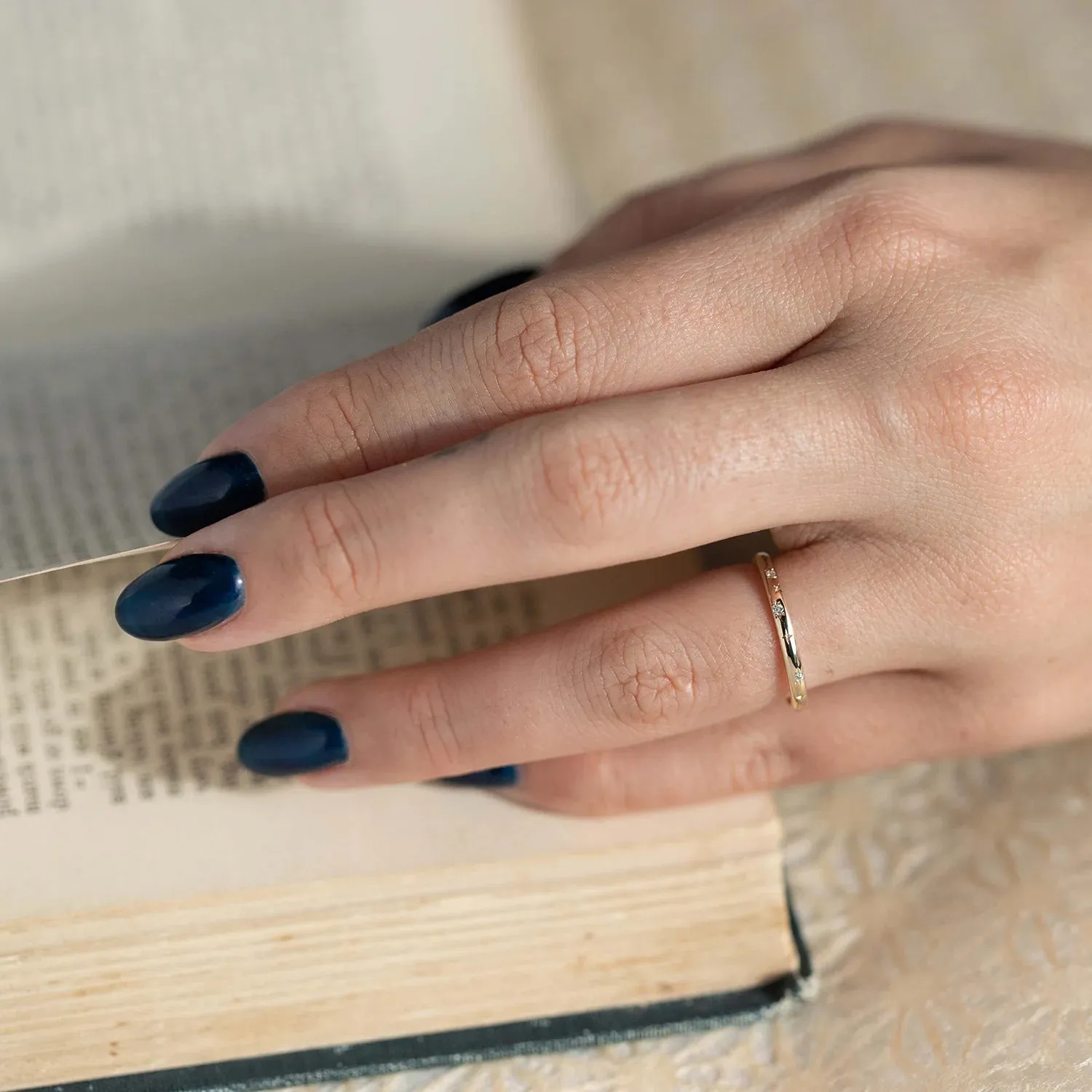 starlight ring - 14k rose gold, white diamond