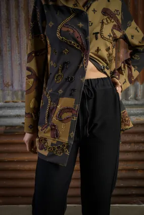 Stretch Cotton Trousers with Drawstring Waistband